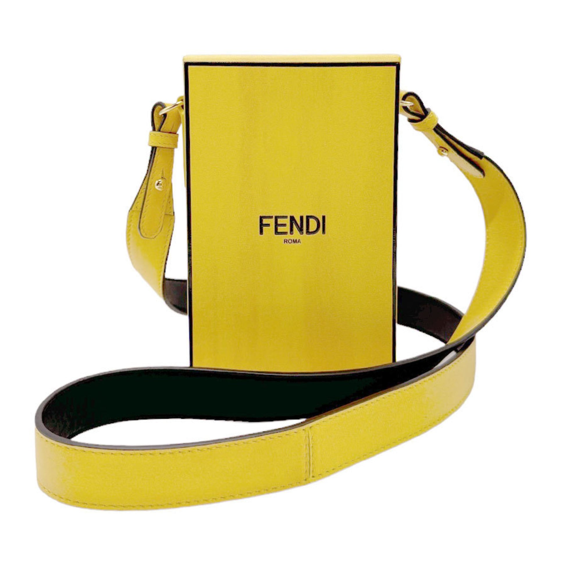 Fendi Yellow Leather Shoulder Bag