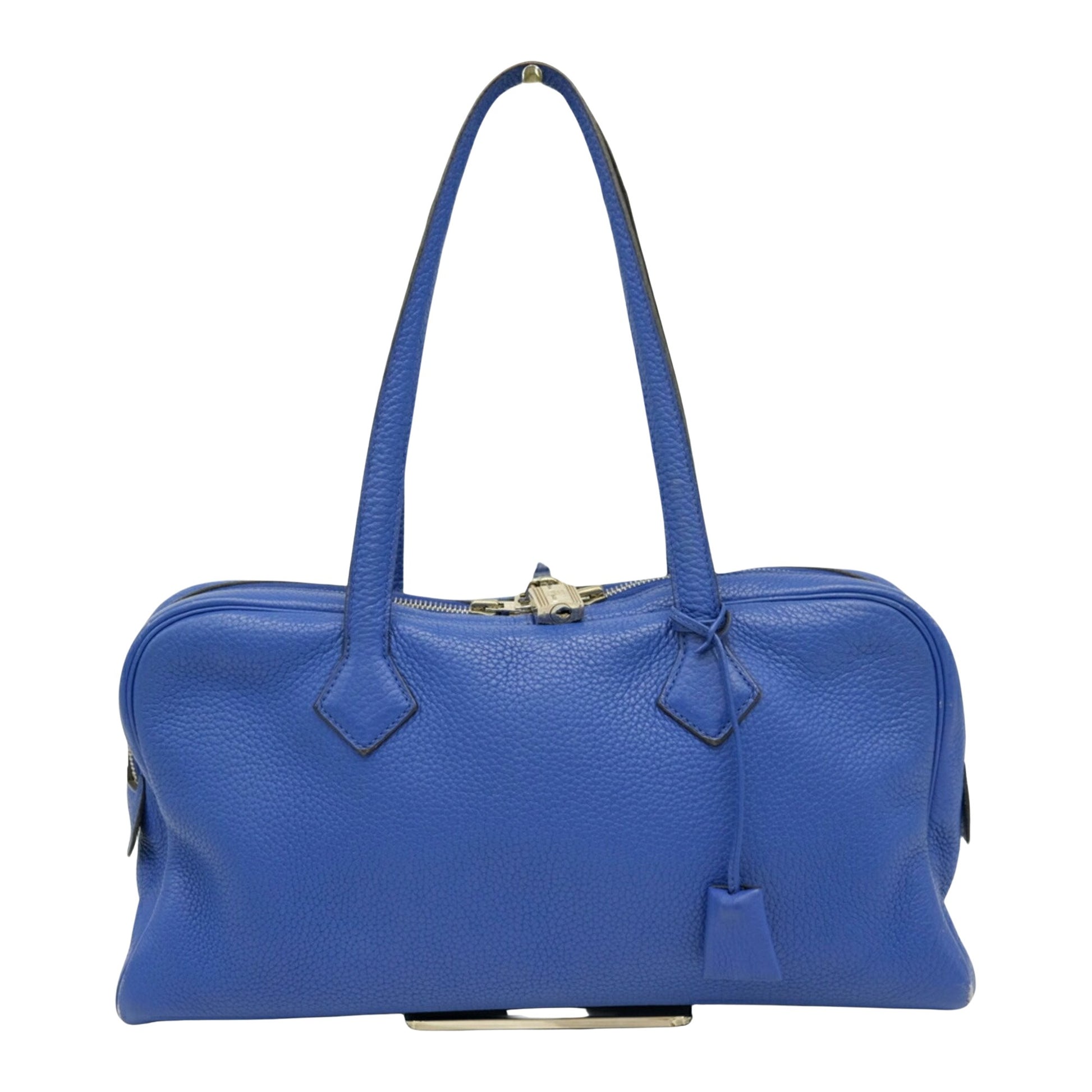 Hermès Victoria Blue Leather Tote Bag