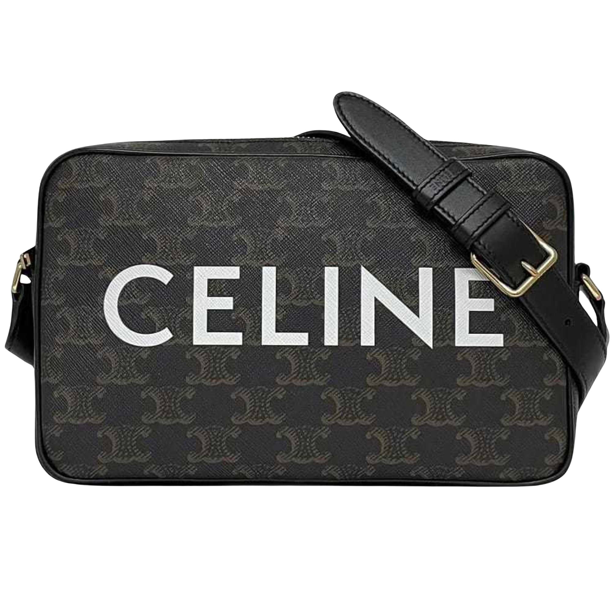 Céline Triomphe Black Canvas Shopper Bag