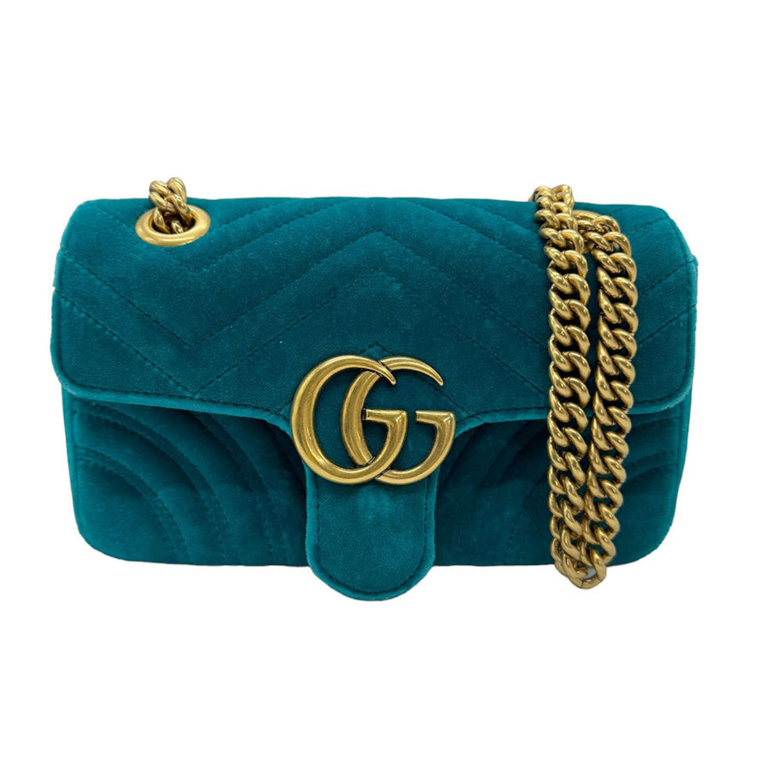 Gucci Marmont Green Velvet Shoulder Bag