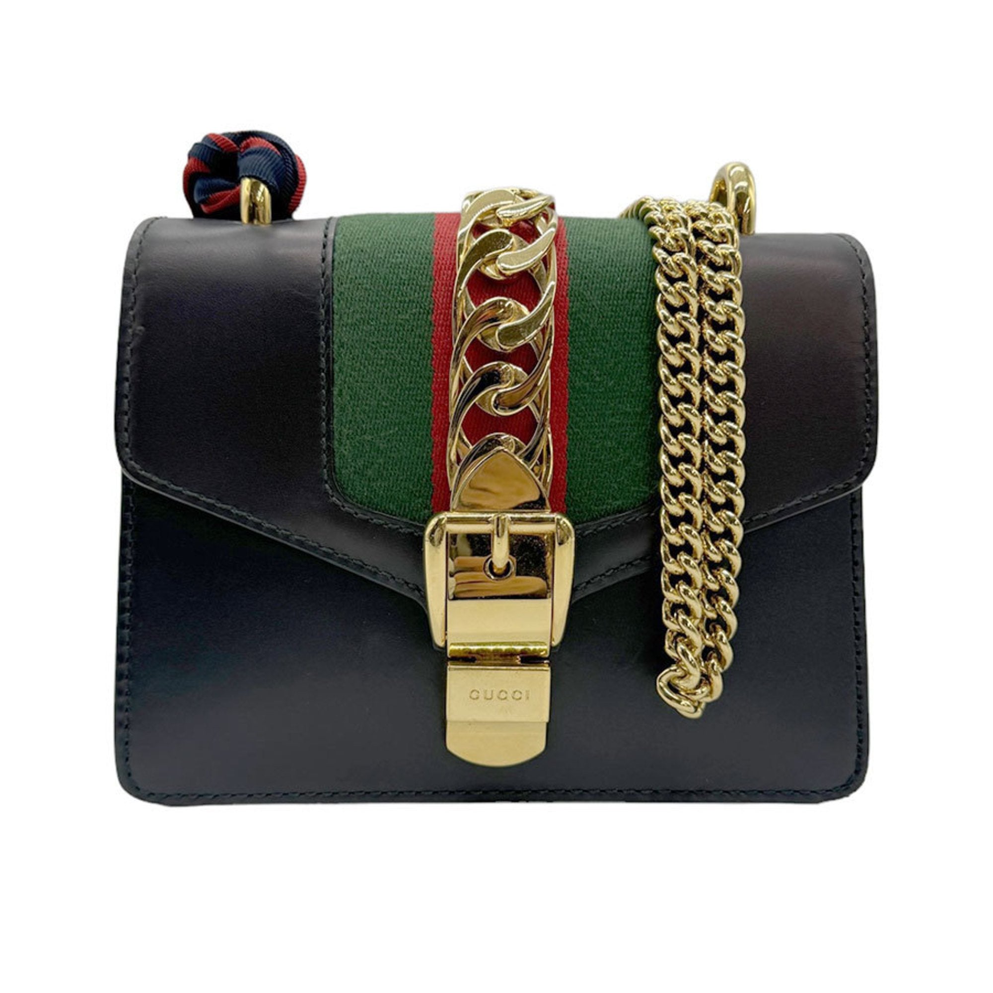 Gucci Sylvie Navy Leather Shopper Bag