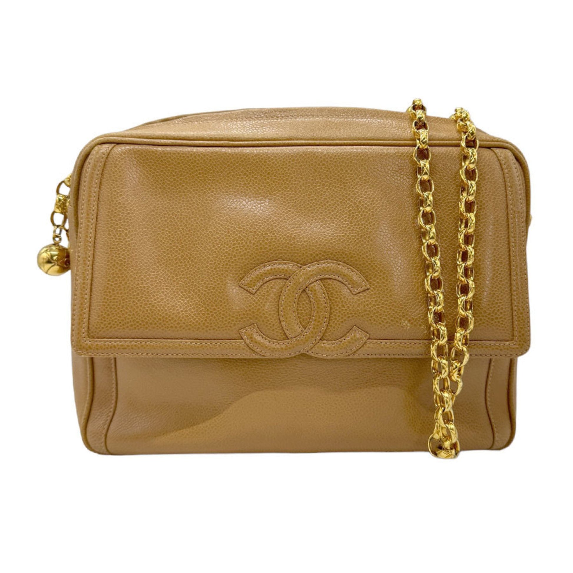 Chanel Logo CC Camel Leather Shopper Bag