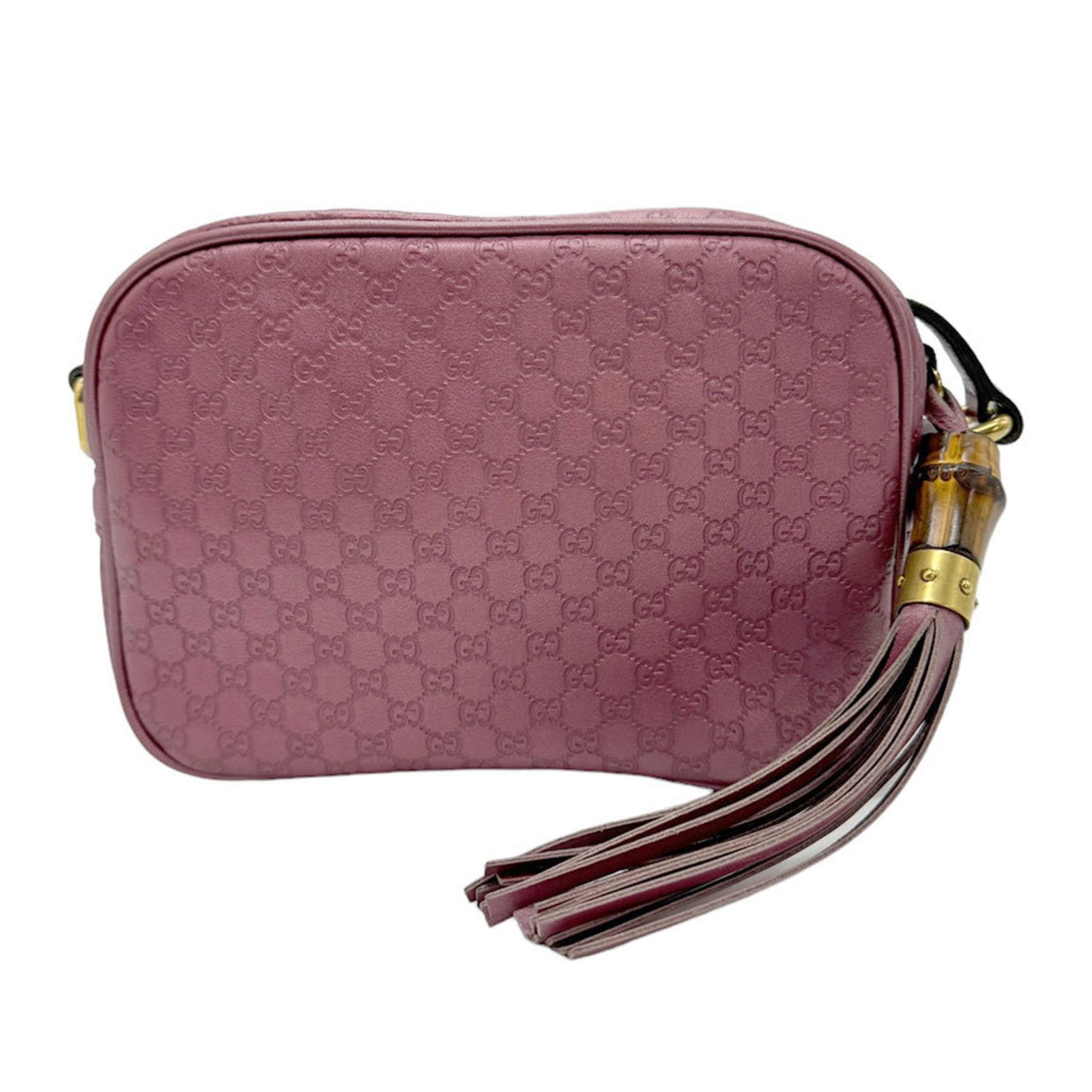 Gucci Bamboo Purple Leather Shoulder Bag