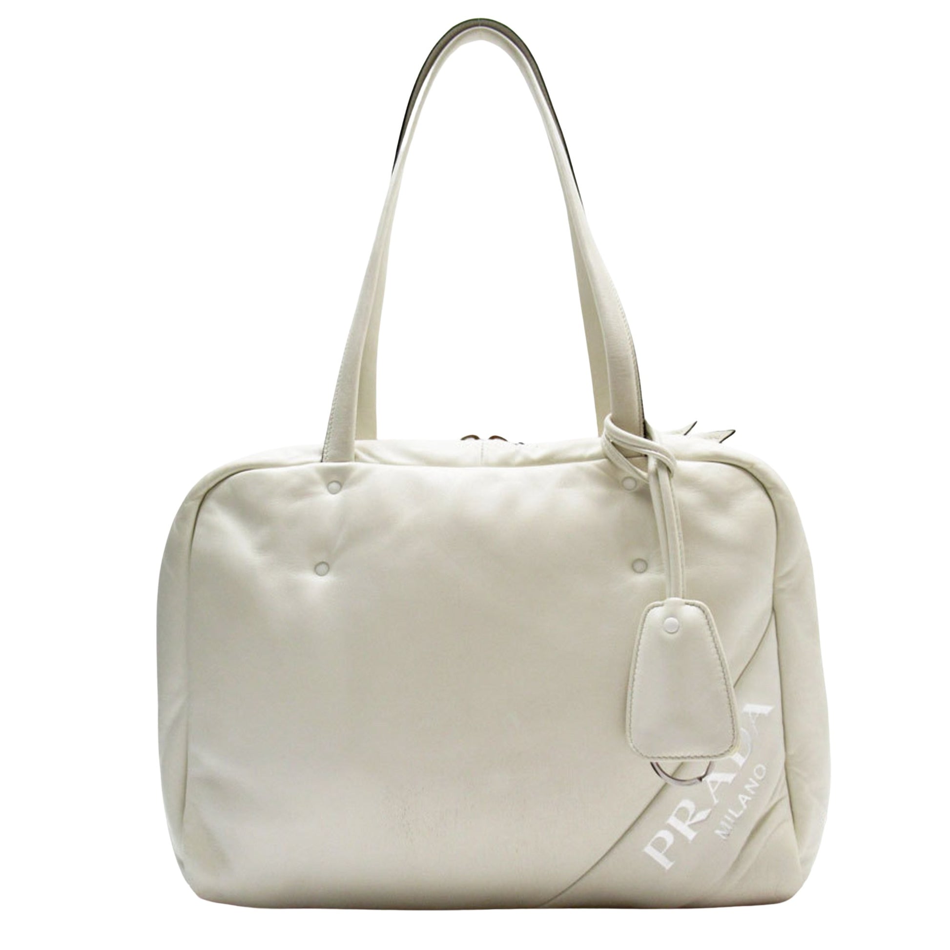 Prada Saffiano White Leather Tote Bag