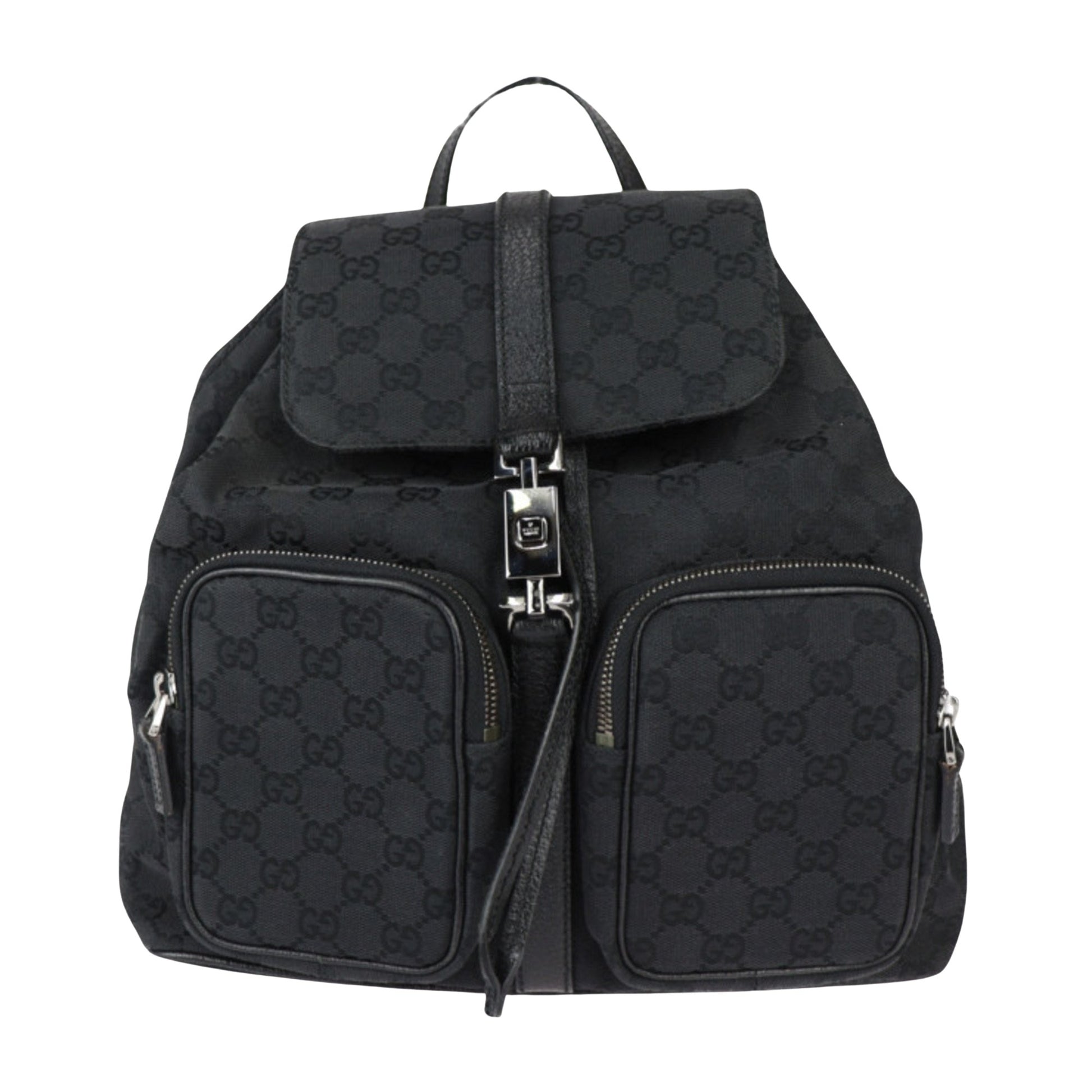 Gucci GG canvas Black Calfskin Backpack Bag