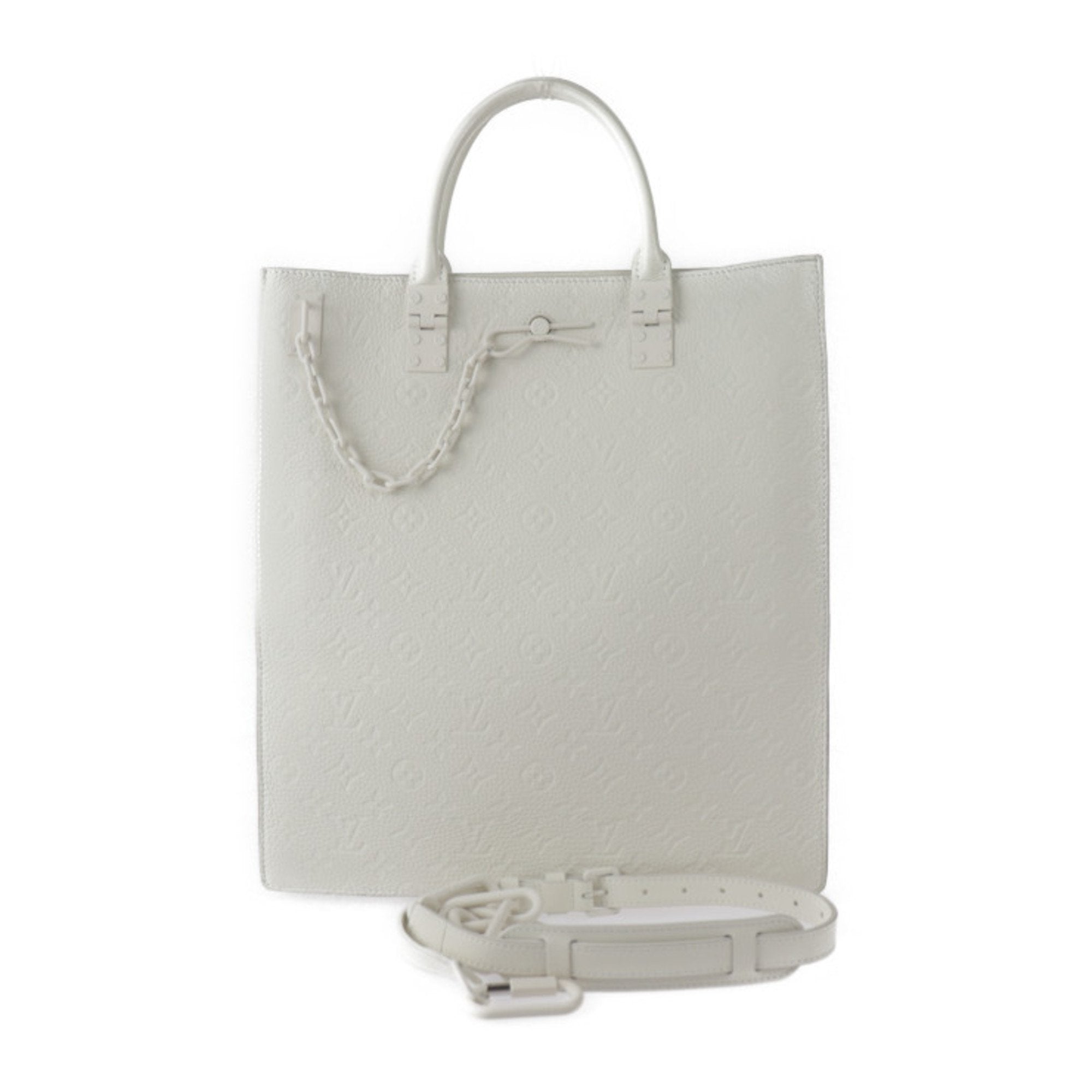 Louis Vuitton Sac Plat White Leather Shoulder Bag