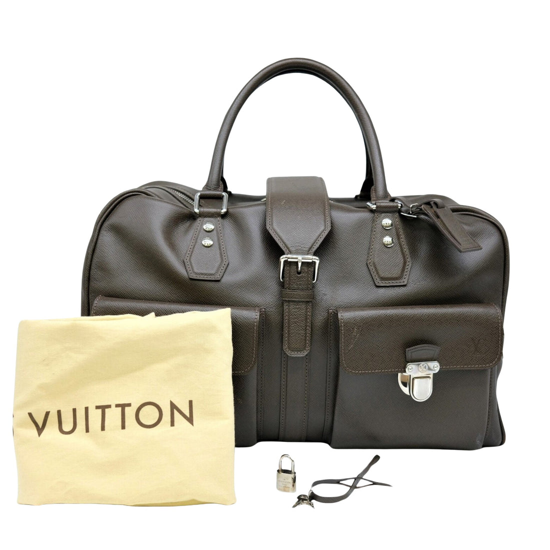 Louis Vuitton Ivane Boston Brown Leather Handbag 