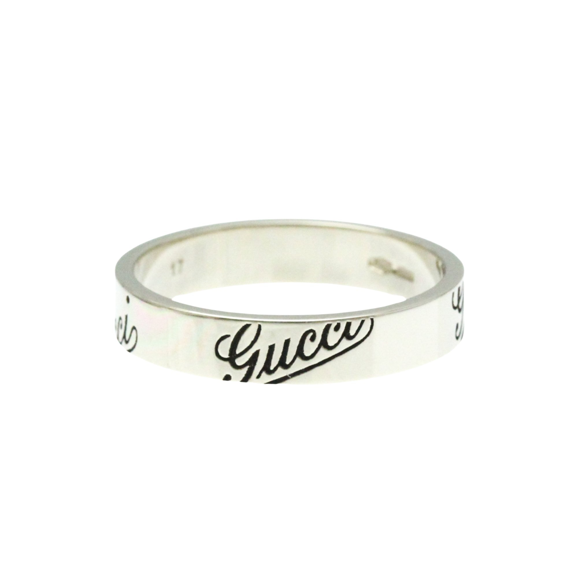 Gucci GG embossé Silver White Gold Ring 