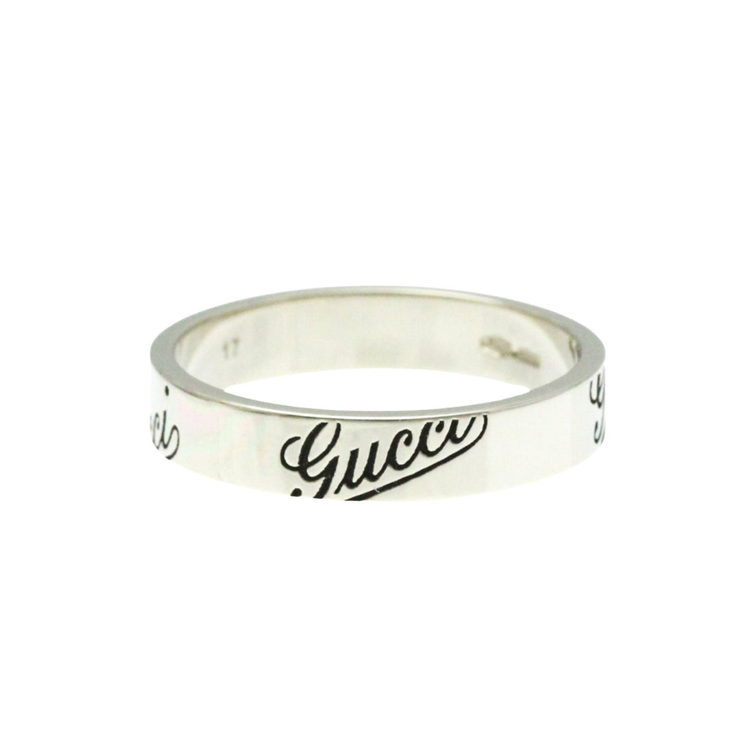 Gucci GG embossé Silver White Gold Ring 