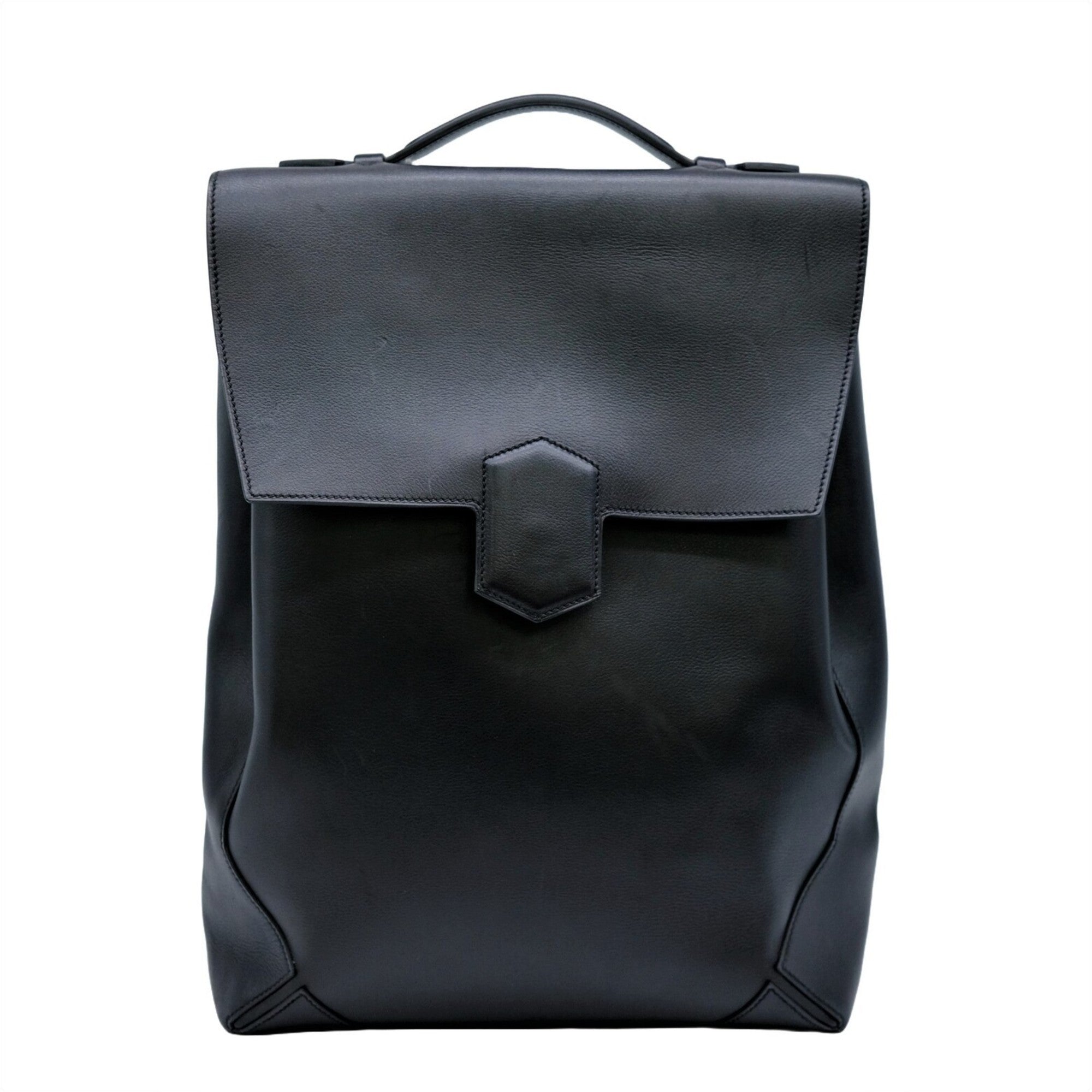 Hermès Black Leather Backpack Bag