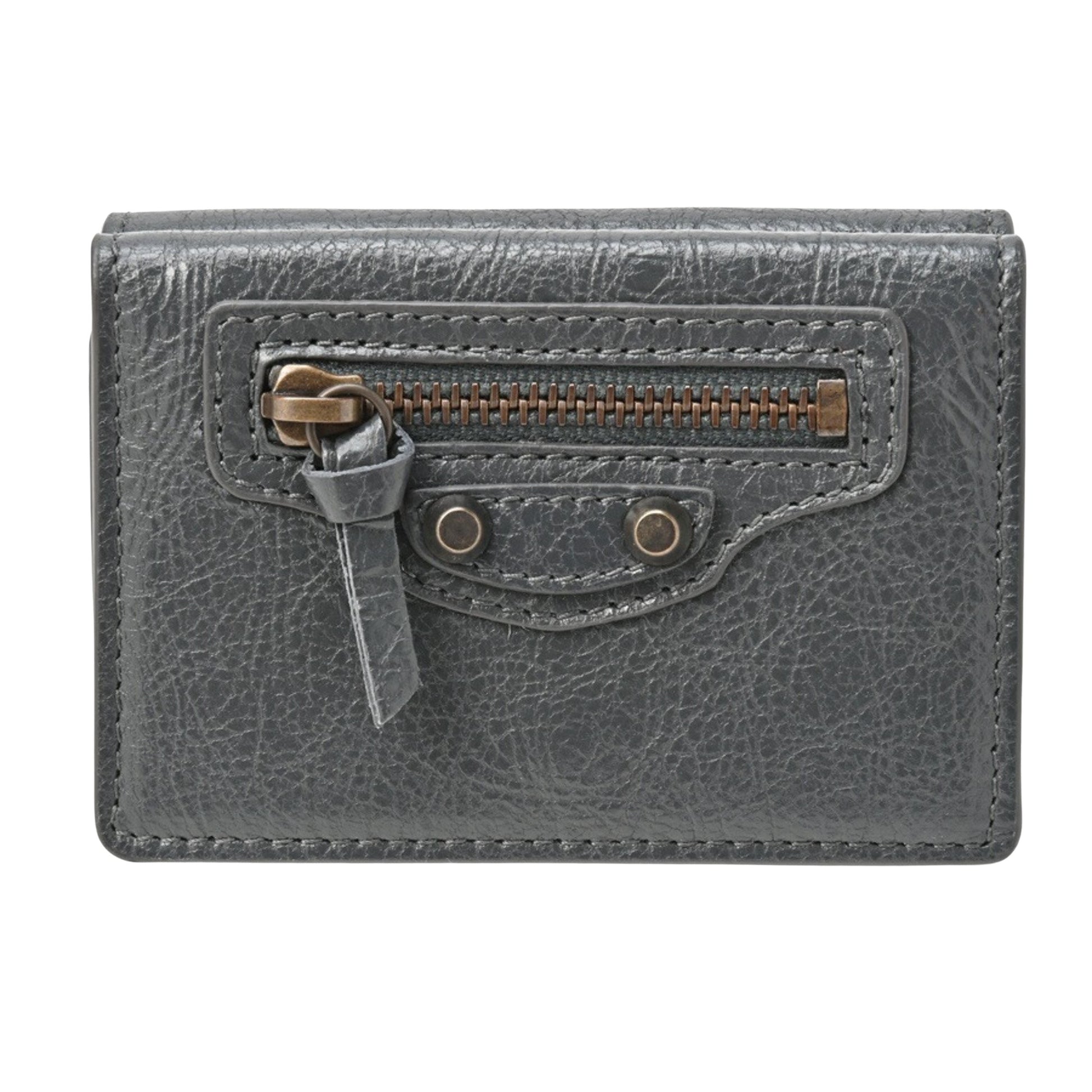 Balenciaga Cagole Grey Leather Wallet 