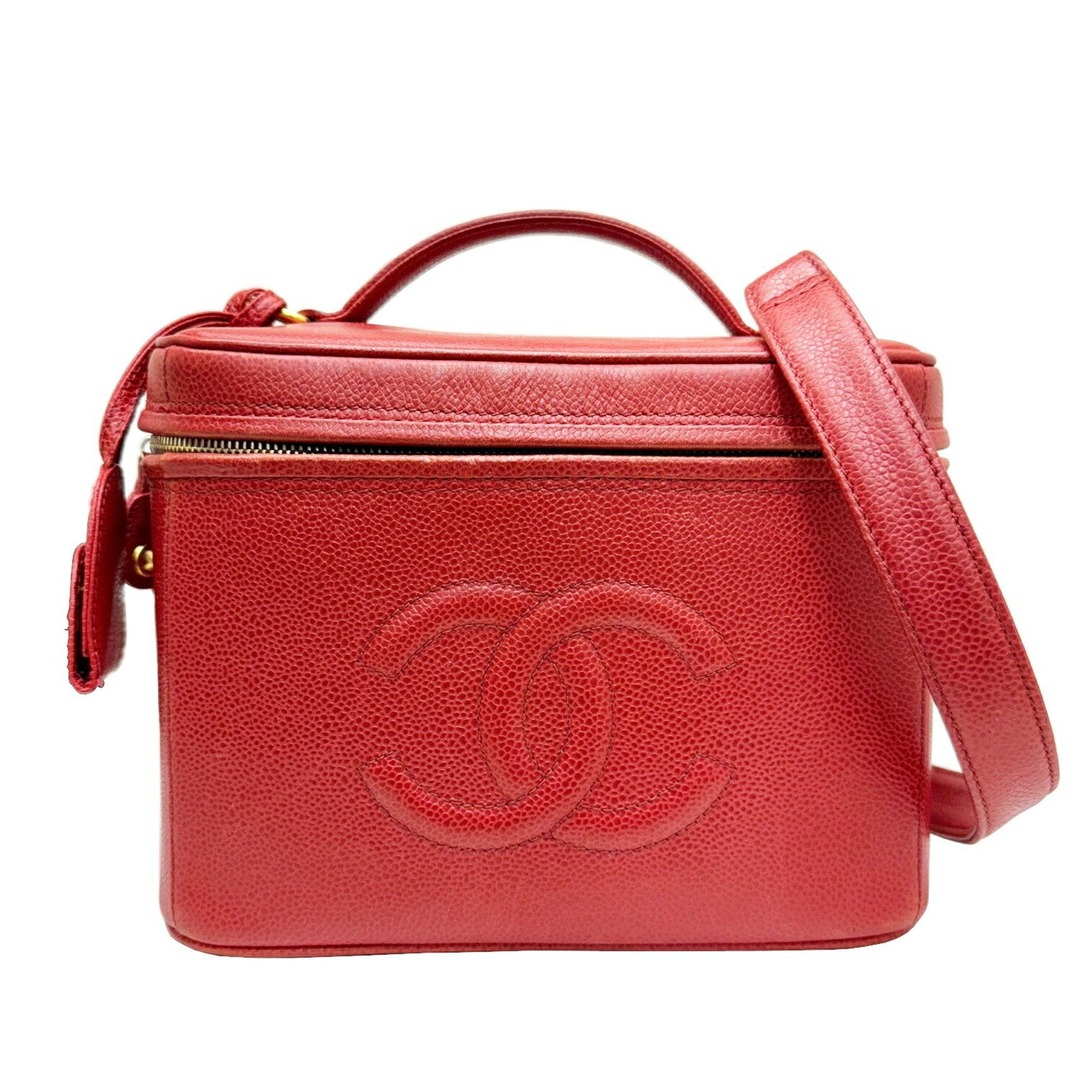 Chanel Vanity Red Leather Handbag 