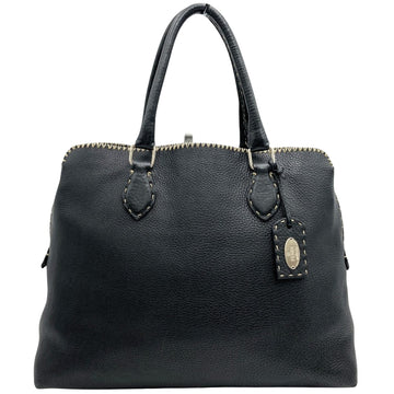 Fendi Selleria Black Leather Tote Bag