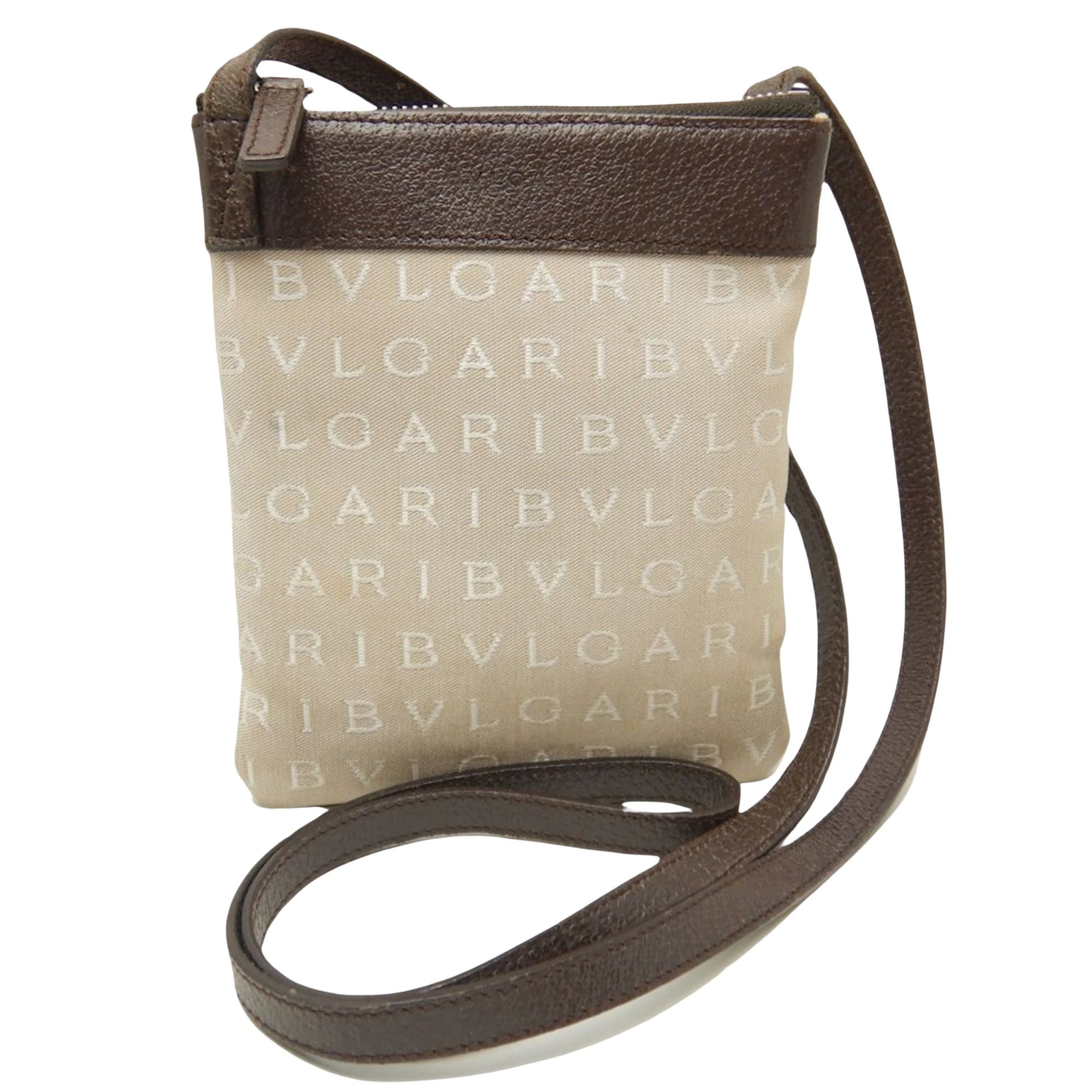 Bulgari Bvlgari bvlgari Beige Canvas Shoulder Bag