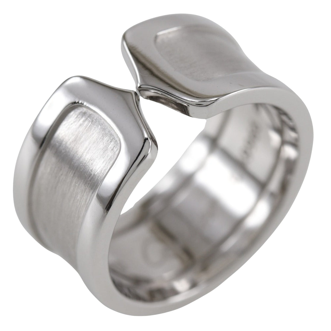 Cartier 2C C2 Silver White Gold Ring 