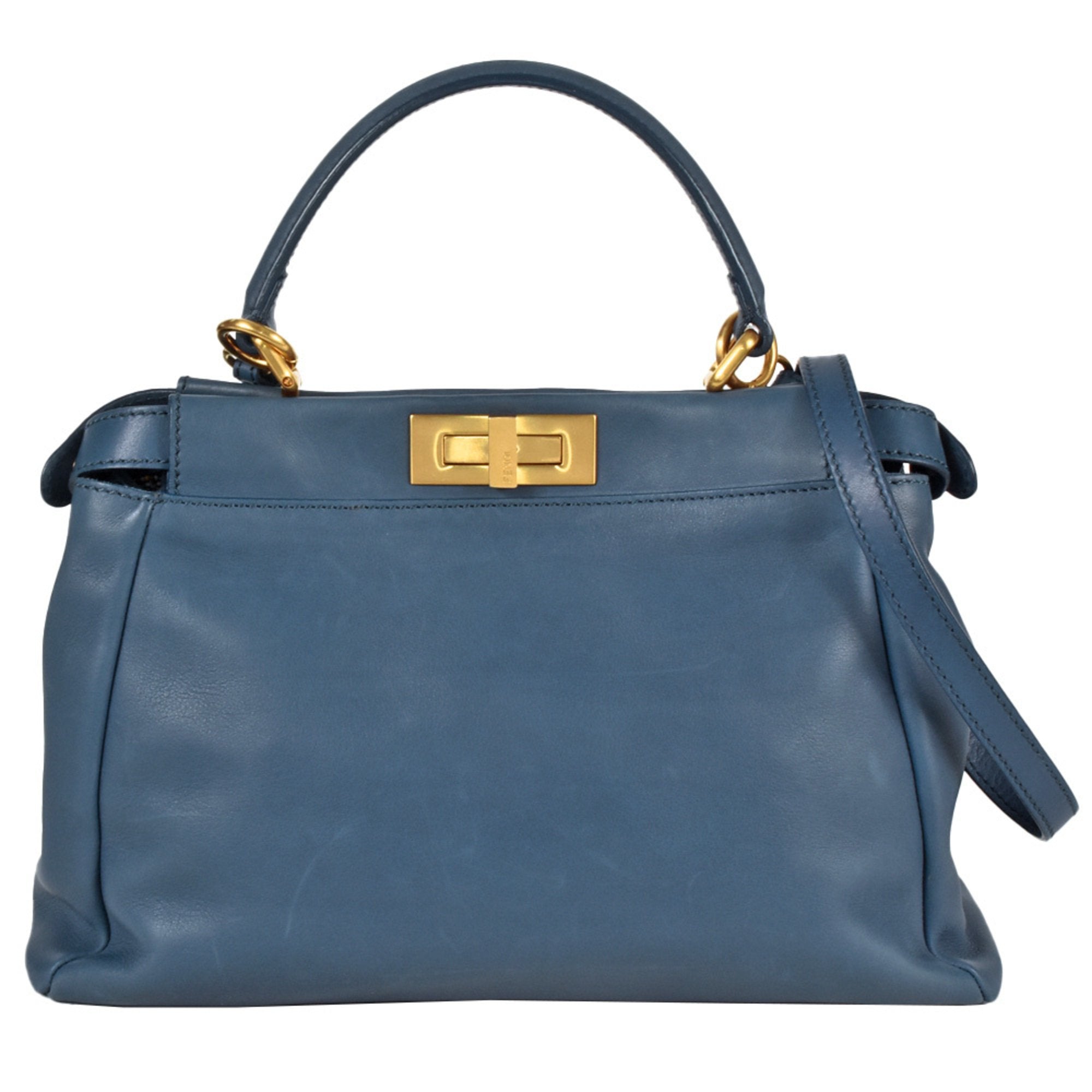 Fendi Peekaboo Blue Leather Handbag 