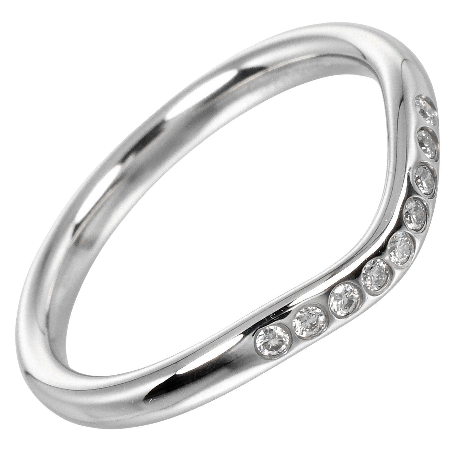 Tiffany & Co Curved band Silver Platinum Ring 