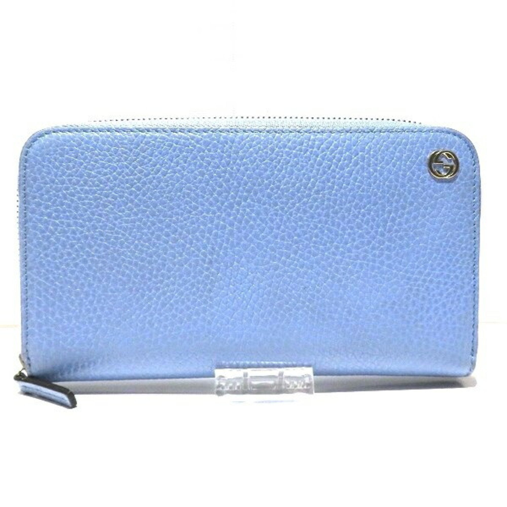 Gucci Zip around Blue Leather Wallet 