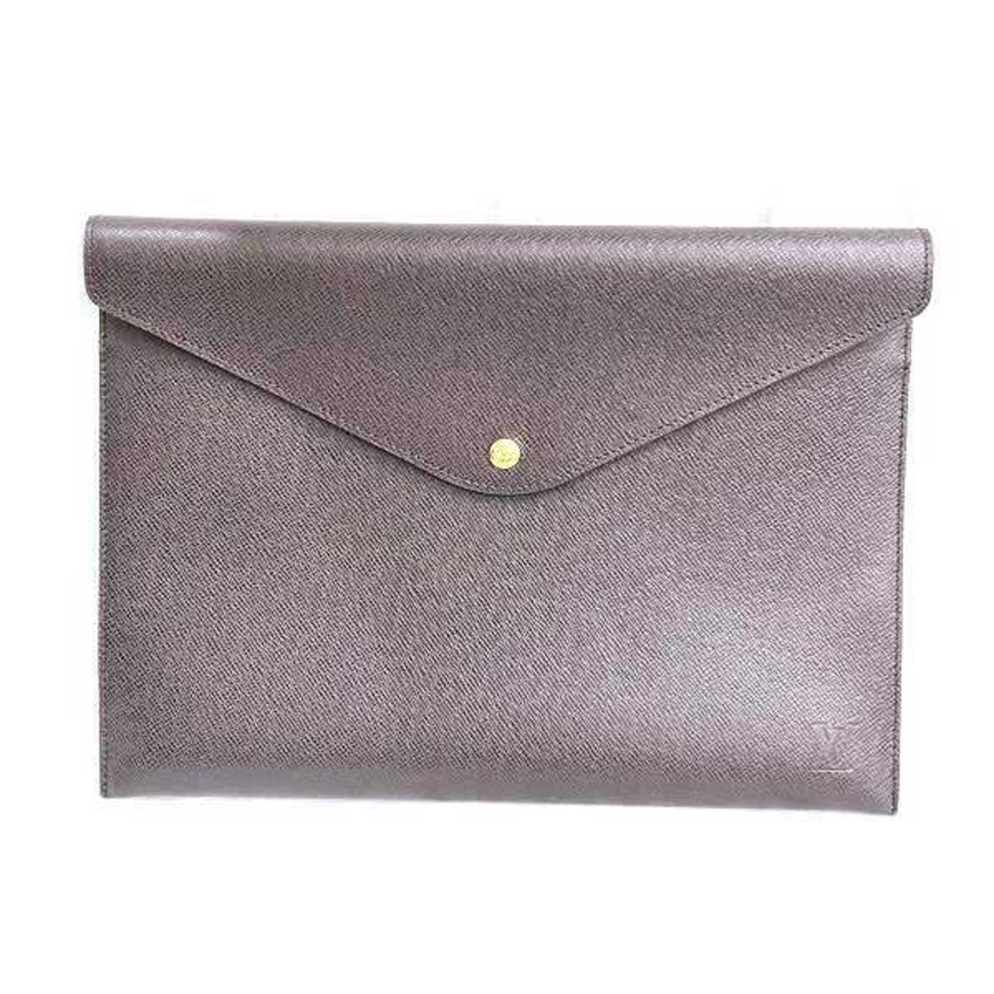 Louis Vuitton Document case Copper Leather Clutch Bag