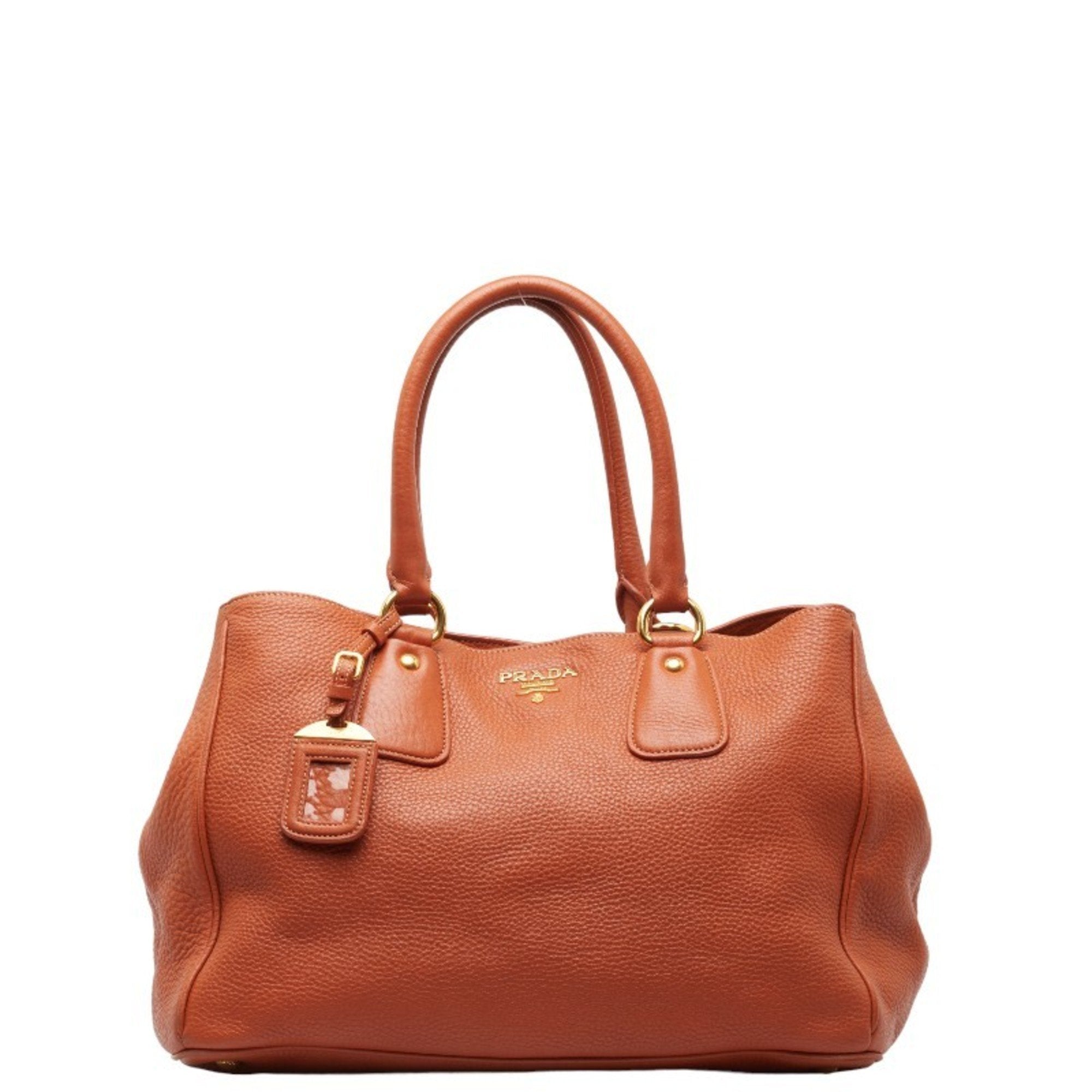 Prada Vitello Orange Leather Tote Bag