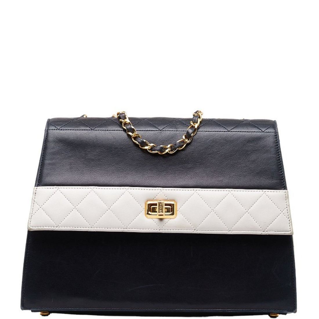 Chanel Trapèze Navy Leather Shoulder Bag