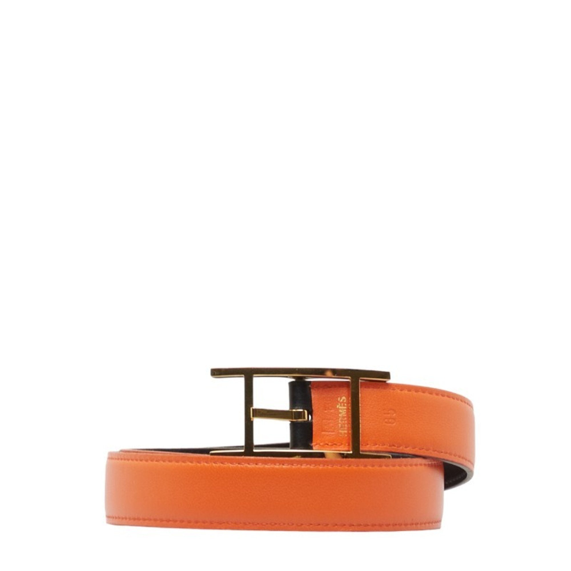 Hermès -- Orange Leather Belt 