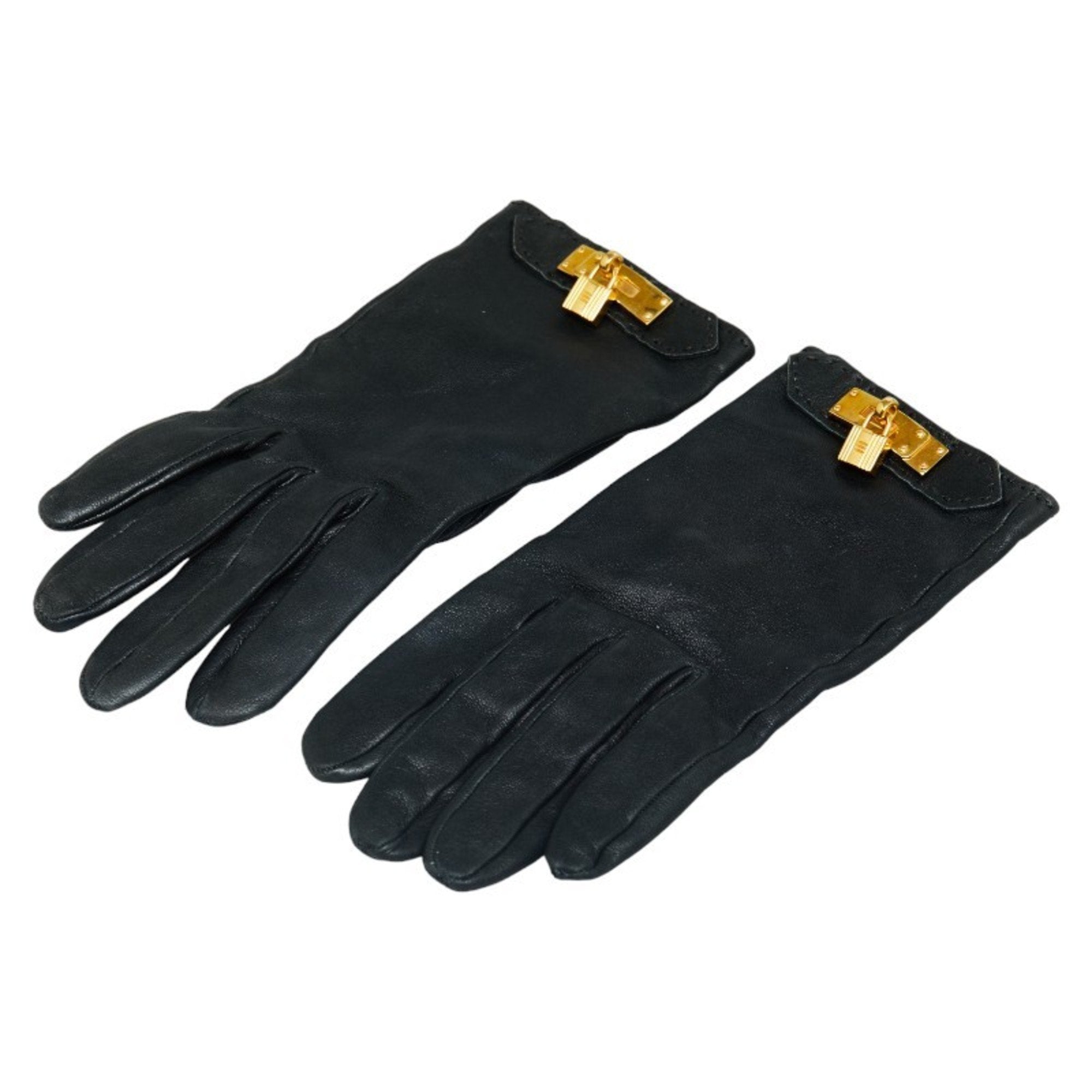 Hermès Soya Black Leather Gloves 