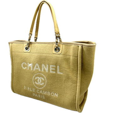 Chanel Deauville Beige Canvas Tote Bag