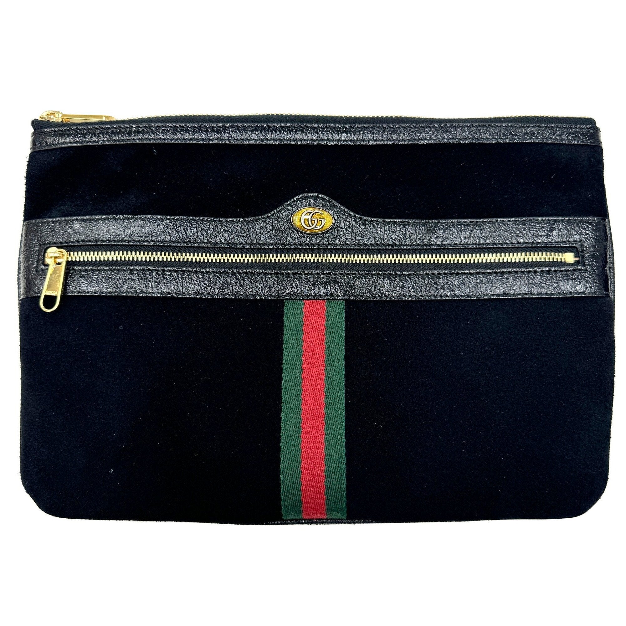 Gucci Ophidia Black Suede Clutch Bag