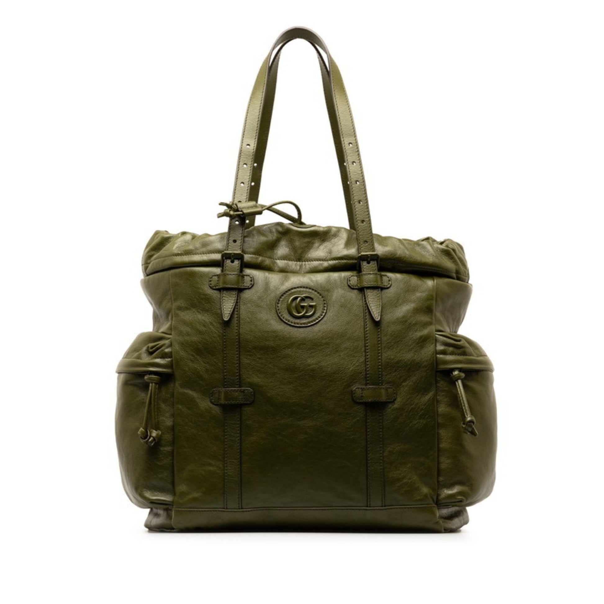 Gucci Khaki Leather Tote Bag