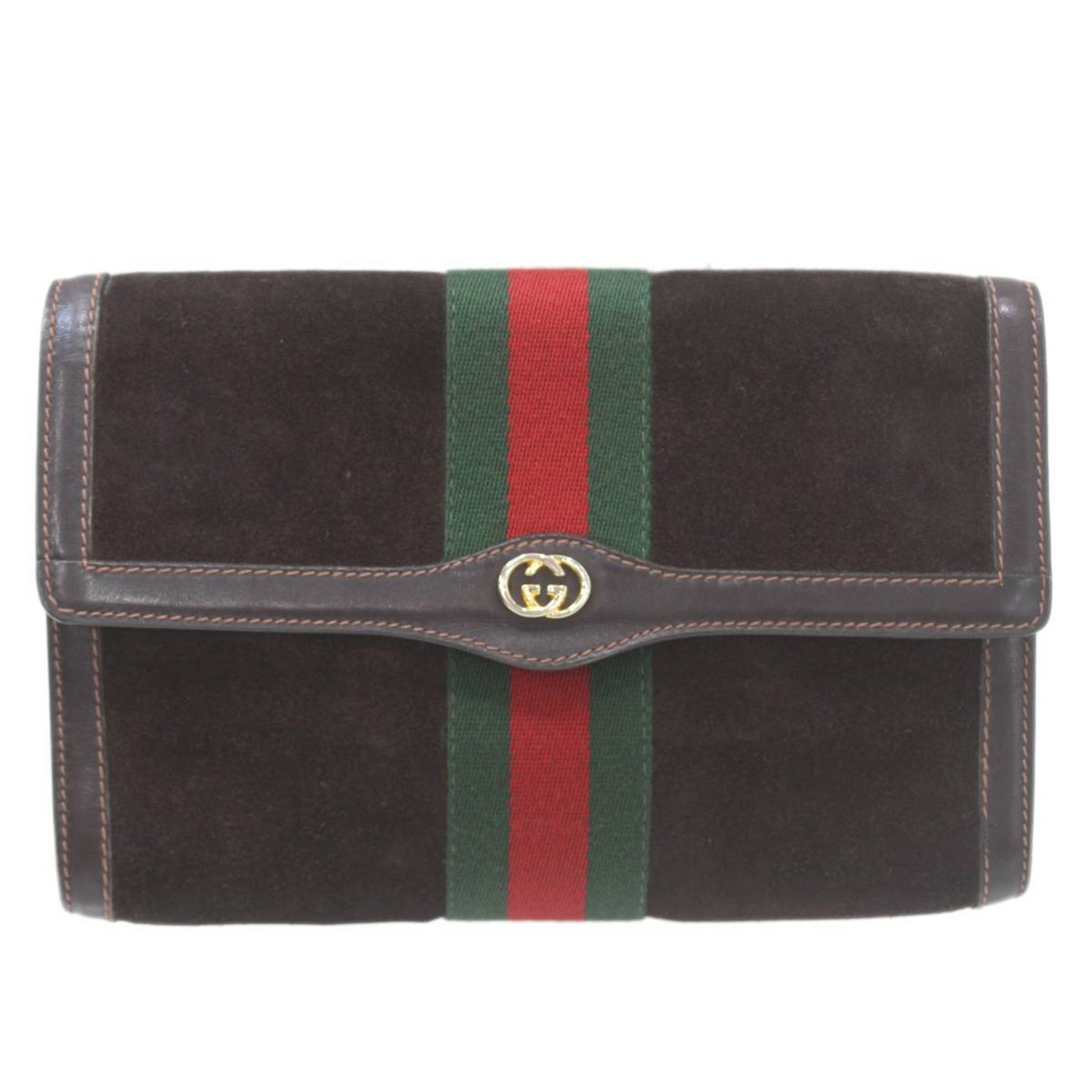 Gucci Cosmetic pouch Brown Suede Clutch Bag