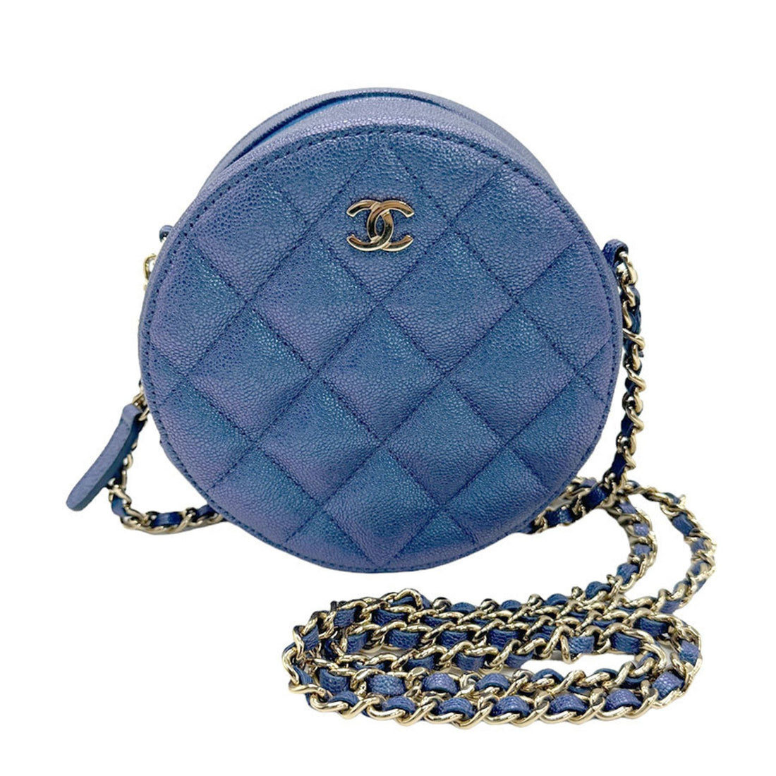 Chanel Ronde Blue Leather Clutch Bag