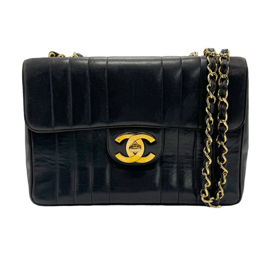 Chanel Jumbo Black Calfskin Shopper Bag