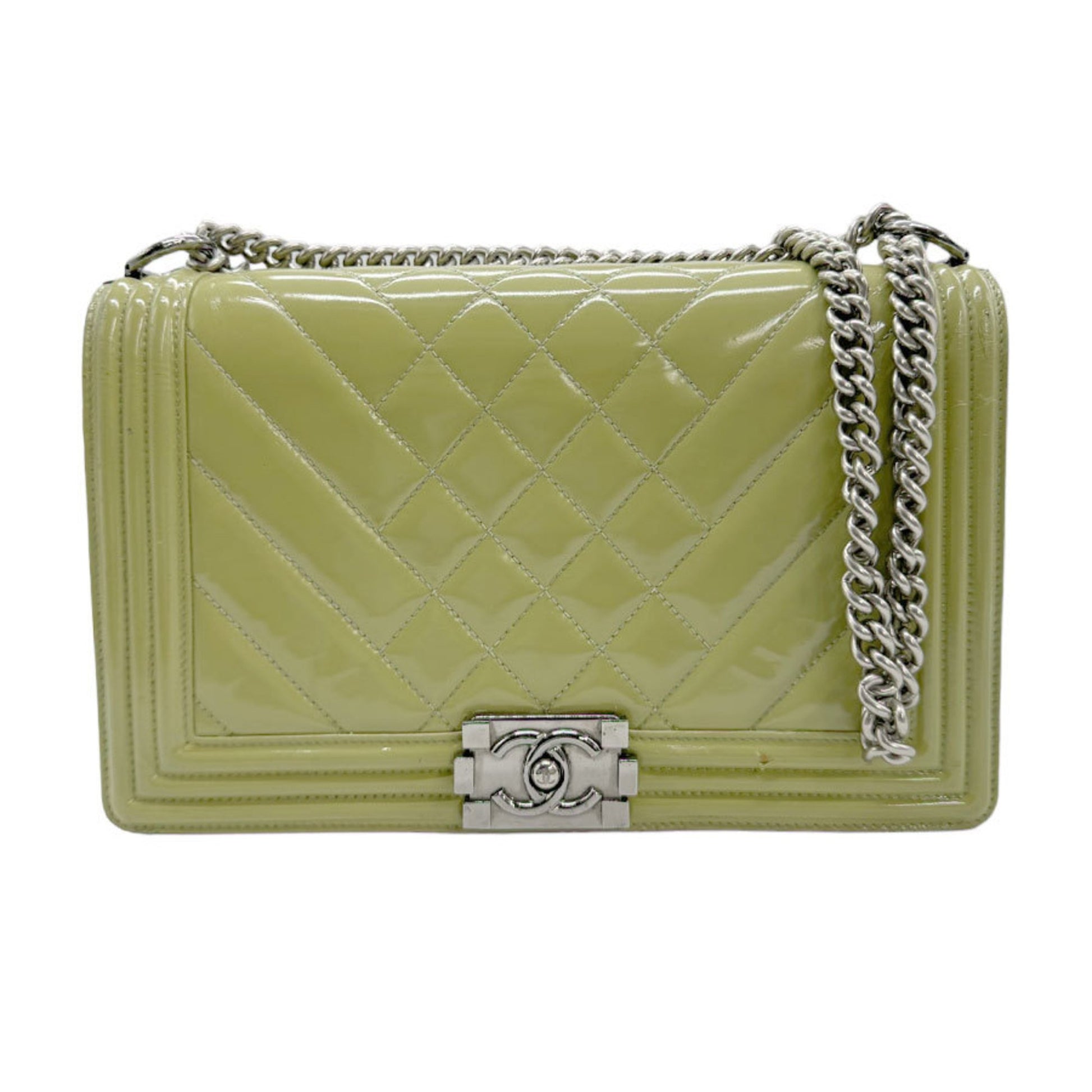 Chanel Boy Green Patent Leather Shoulder Bag