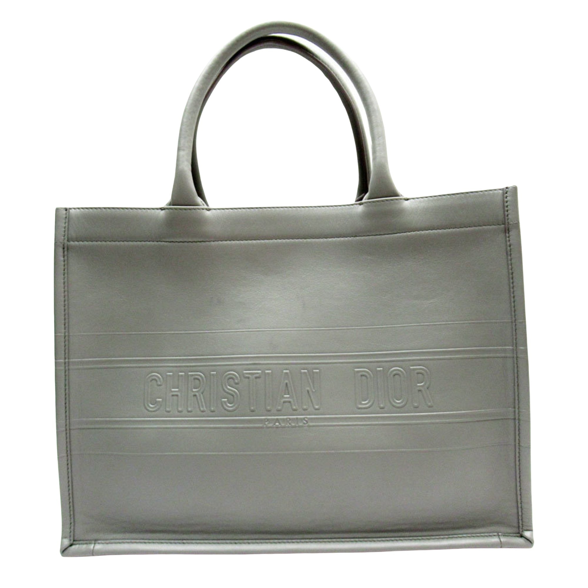 Dior Book Tote Grey Leather Tote Bag