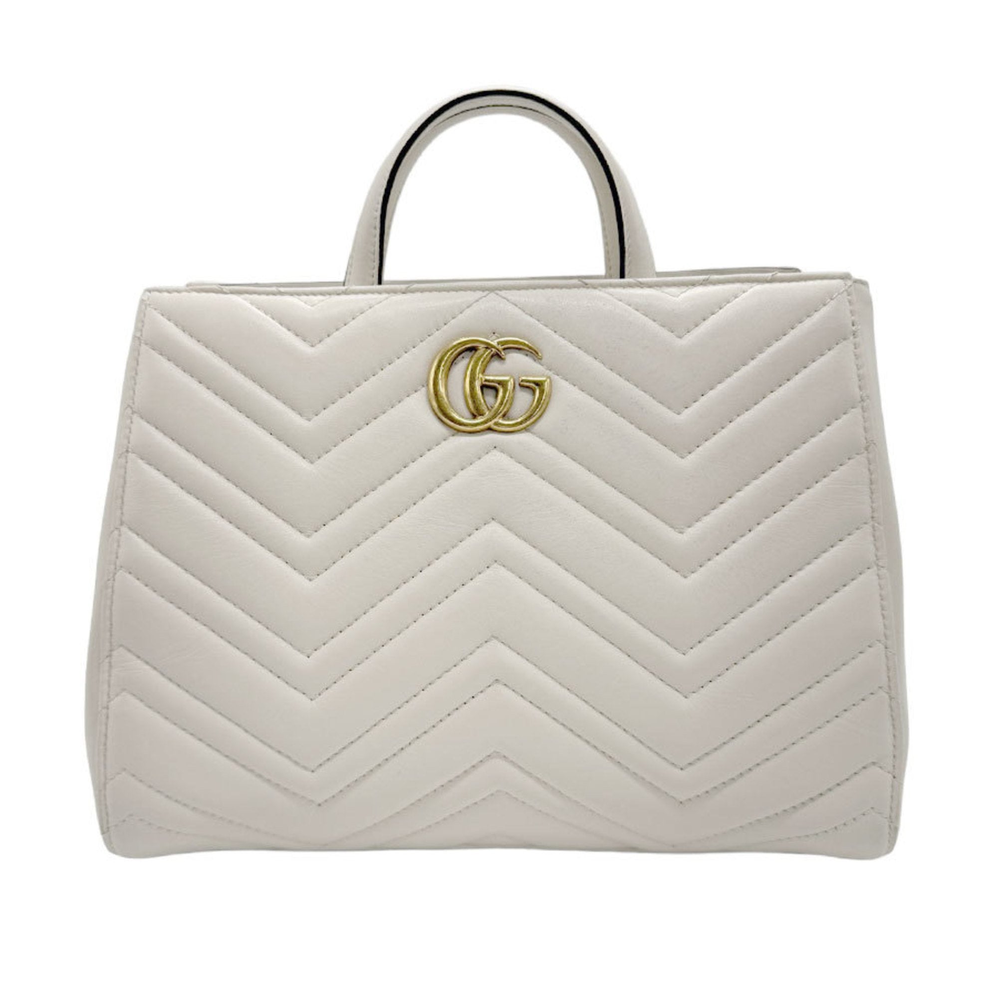 Gucci GG Marmont White Leather Handbag 