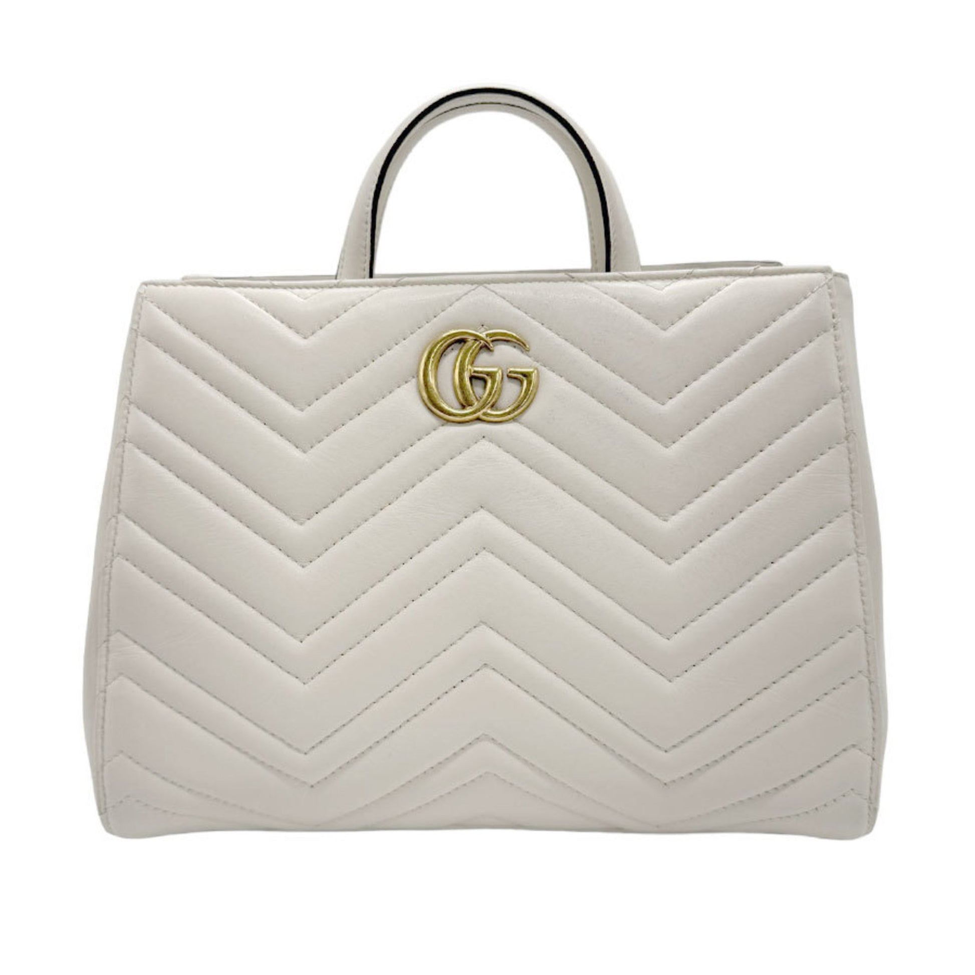 Gucci GG Marmont White Leather Handbag 