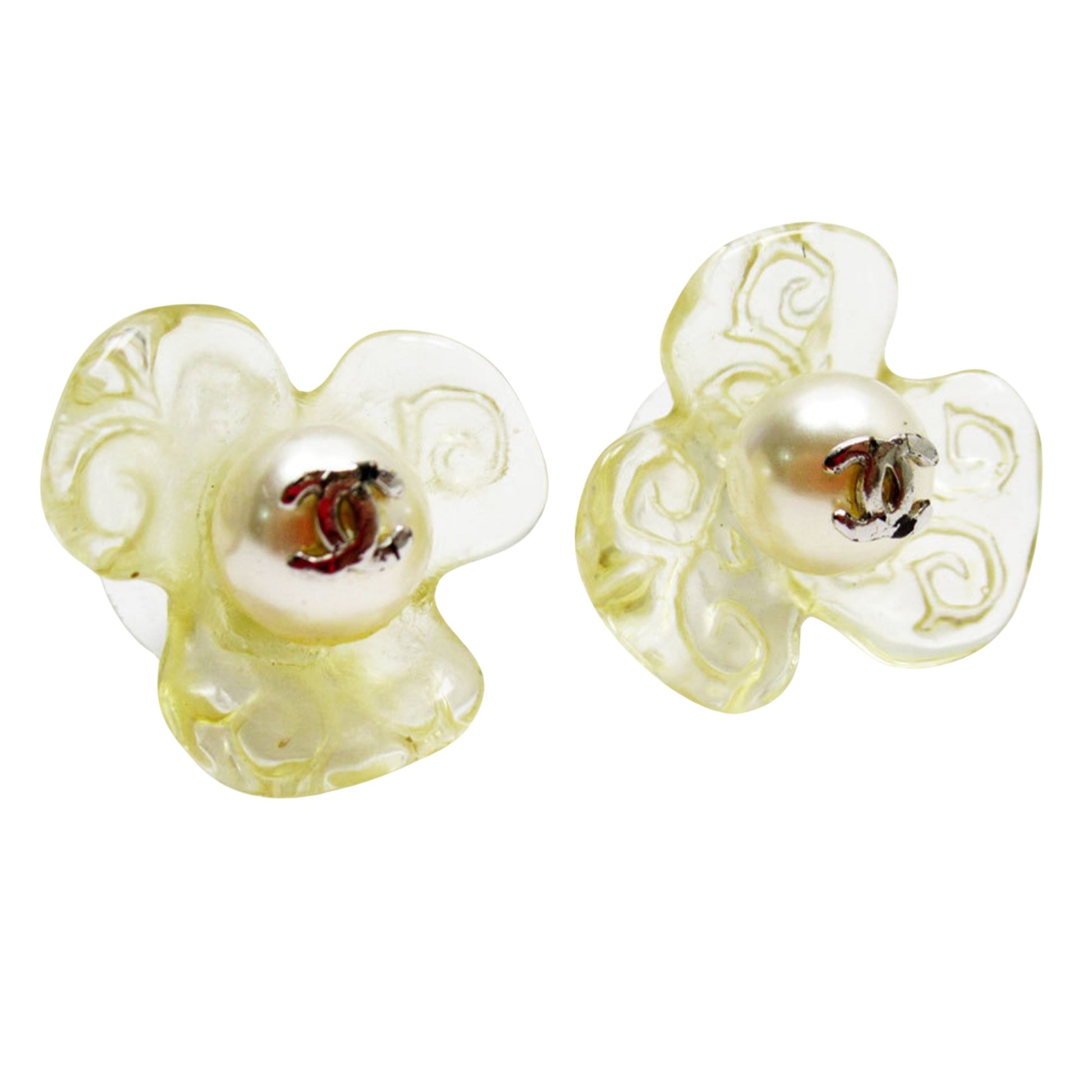 Chanel Coco Mark Transparent Plastic Earring 