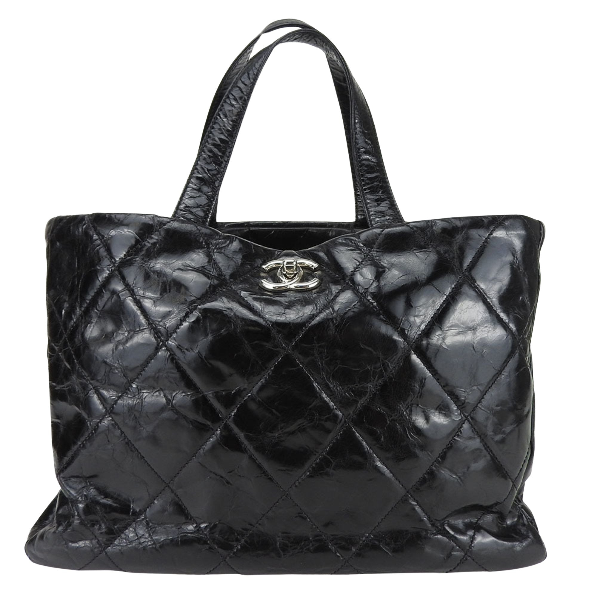 Chanel Matelassé Black Rare Leather Tote Bag