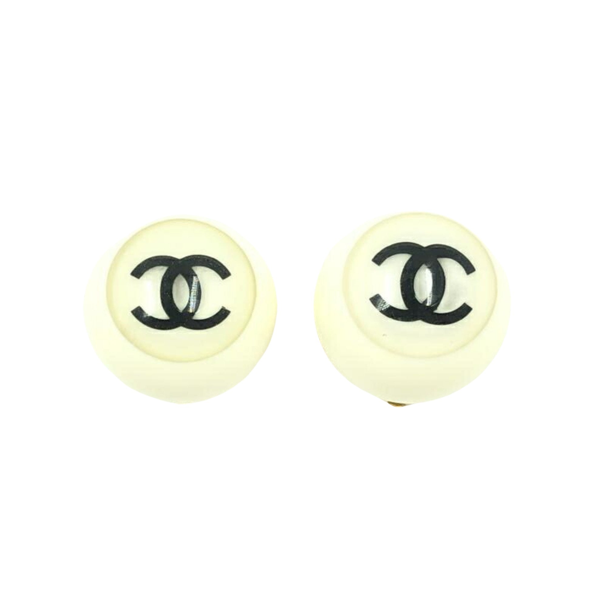 Chanel Coco Mark White Plastic Earring 