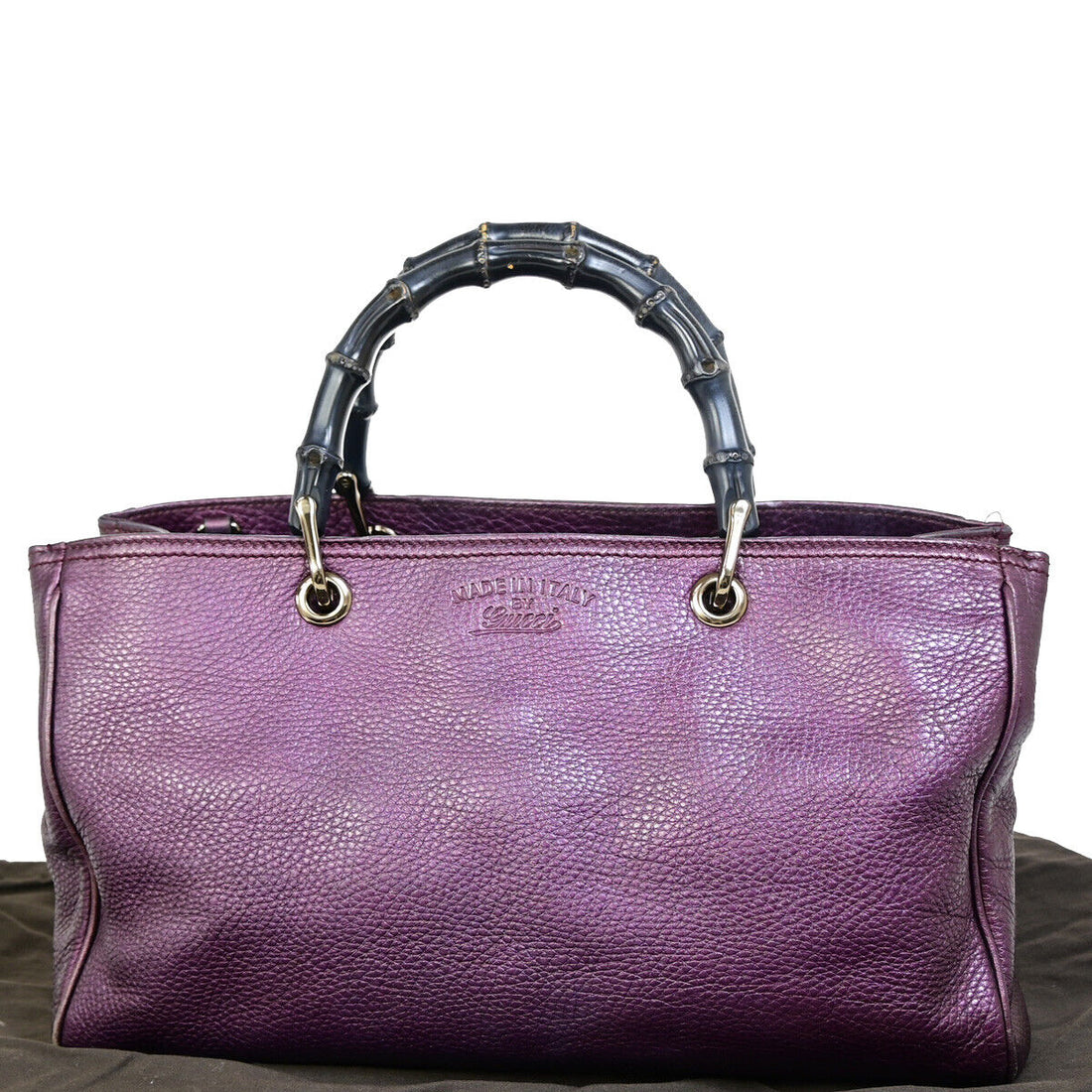 Gucci Bamboo Purple Leather Handbag 