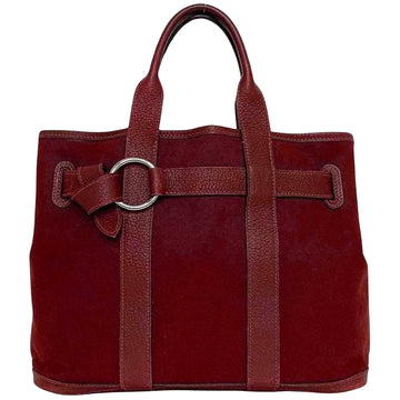 Hermès Petite Ceinture Burgundy Canvas Handbag 