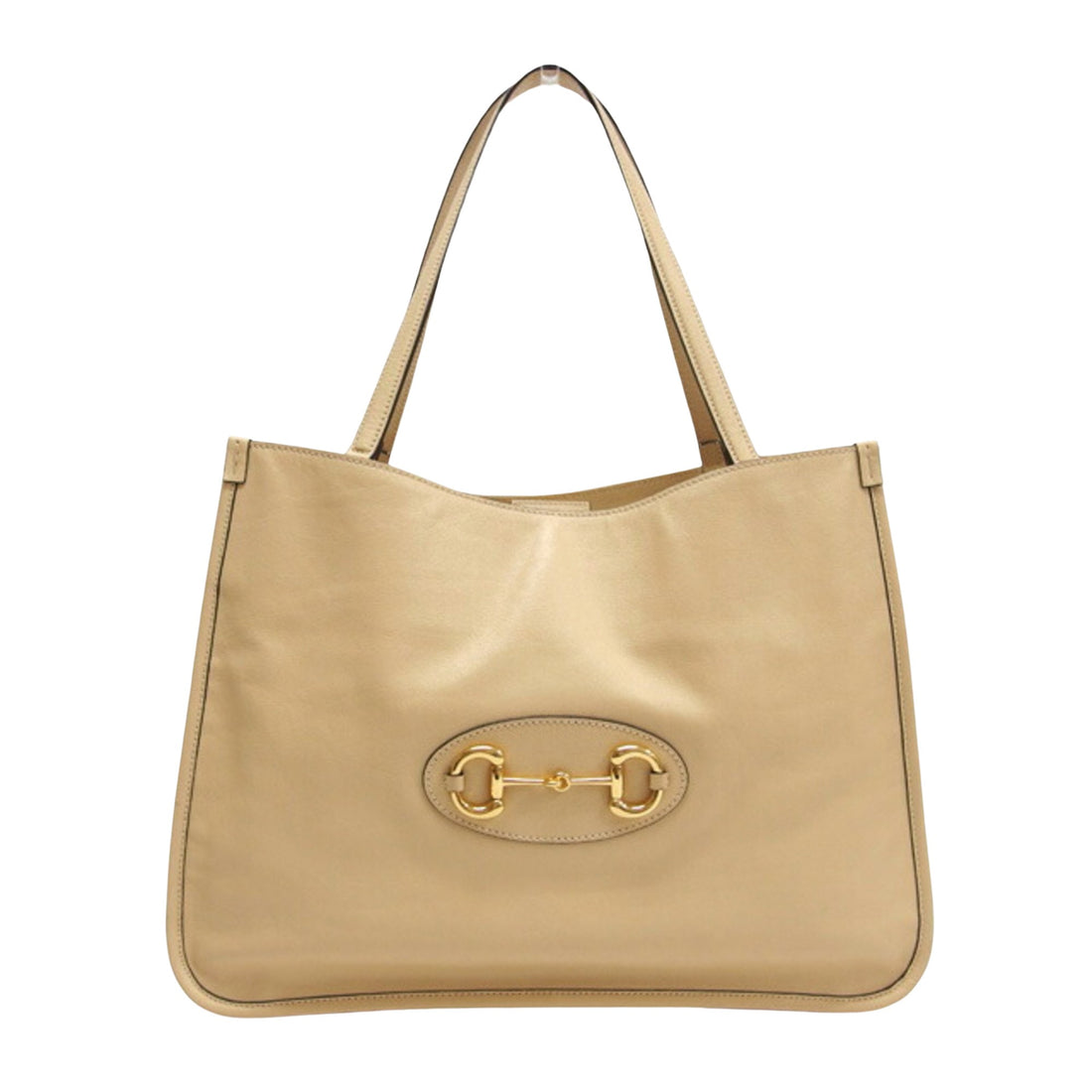 Gucci Horsebit Beige Leather Tote Bag