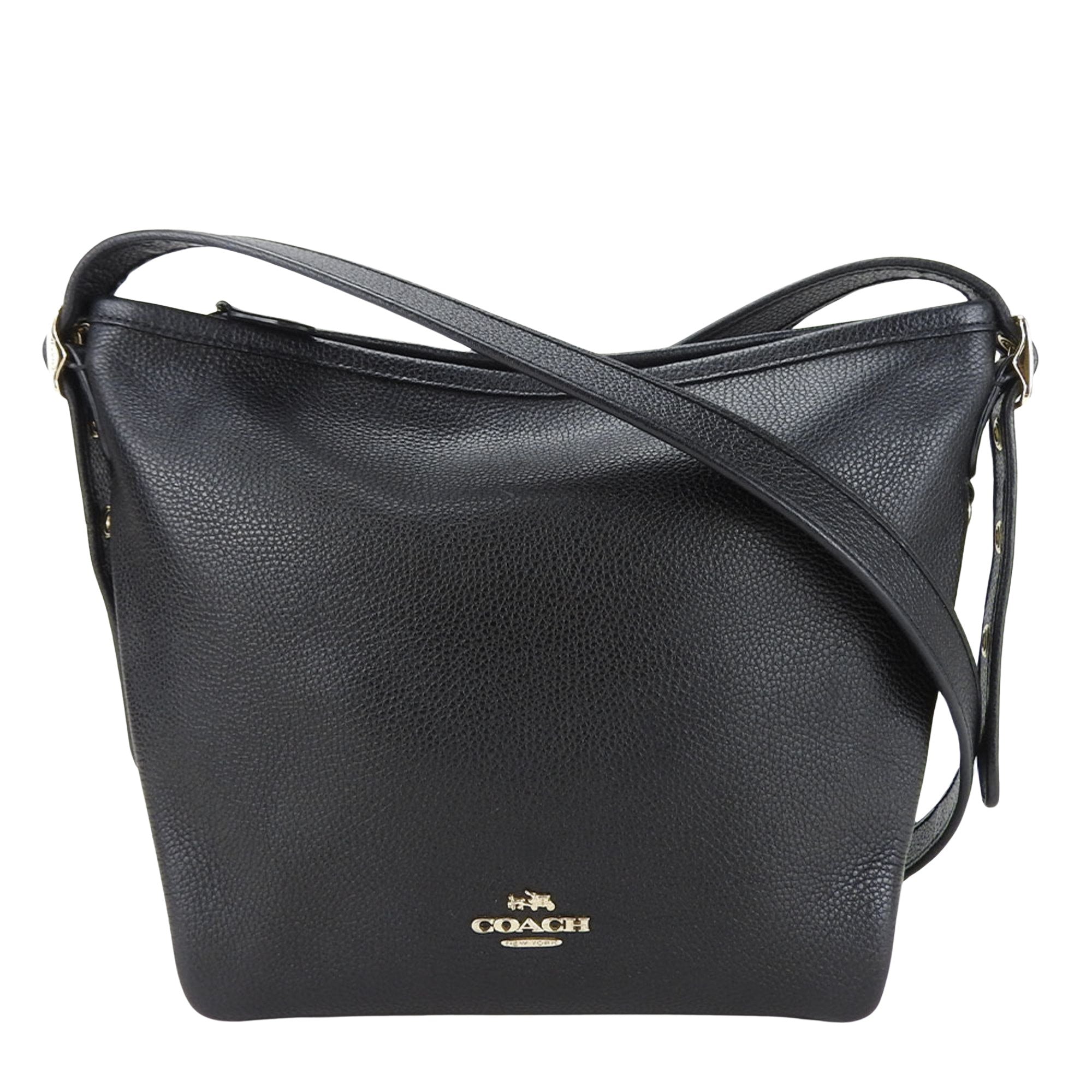 Coach Duffle Black Leather Shoulder Bag