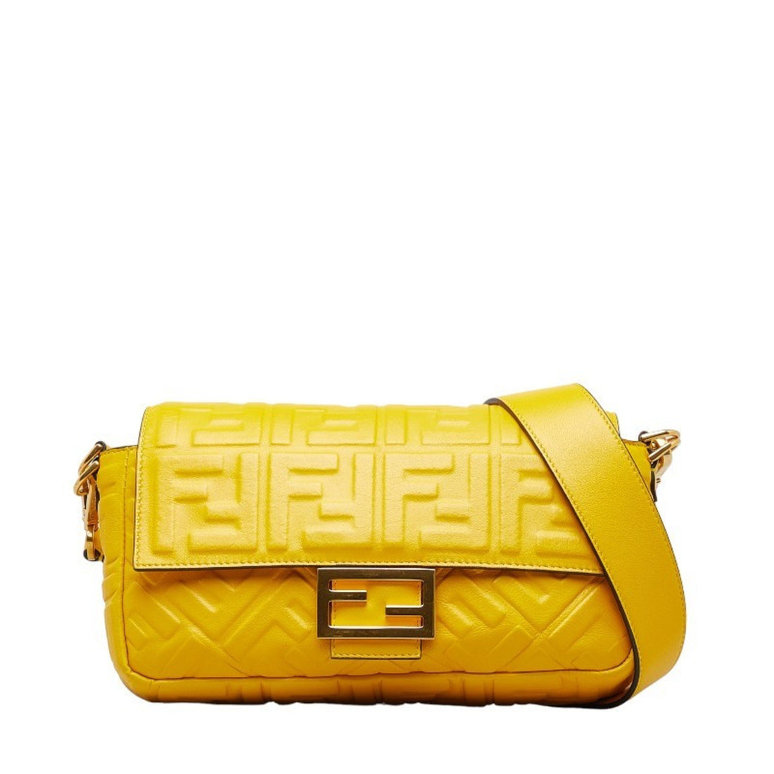 Fendi Zucca Yellow Leather Shoulder Bag