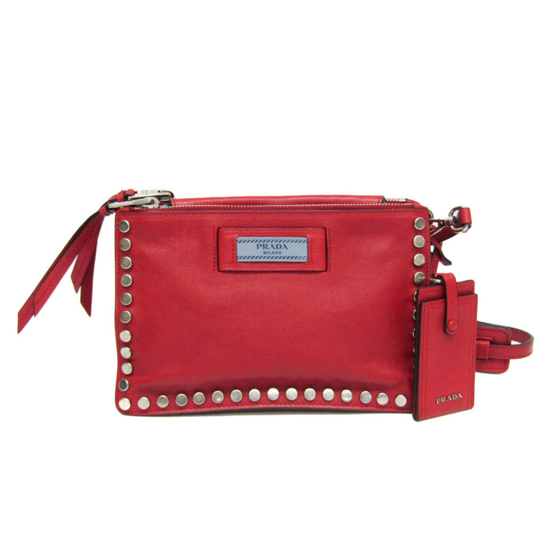 Prada Etiquette Red Leather Shoulder Bag