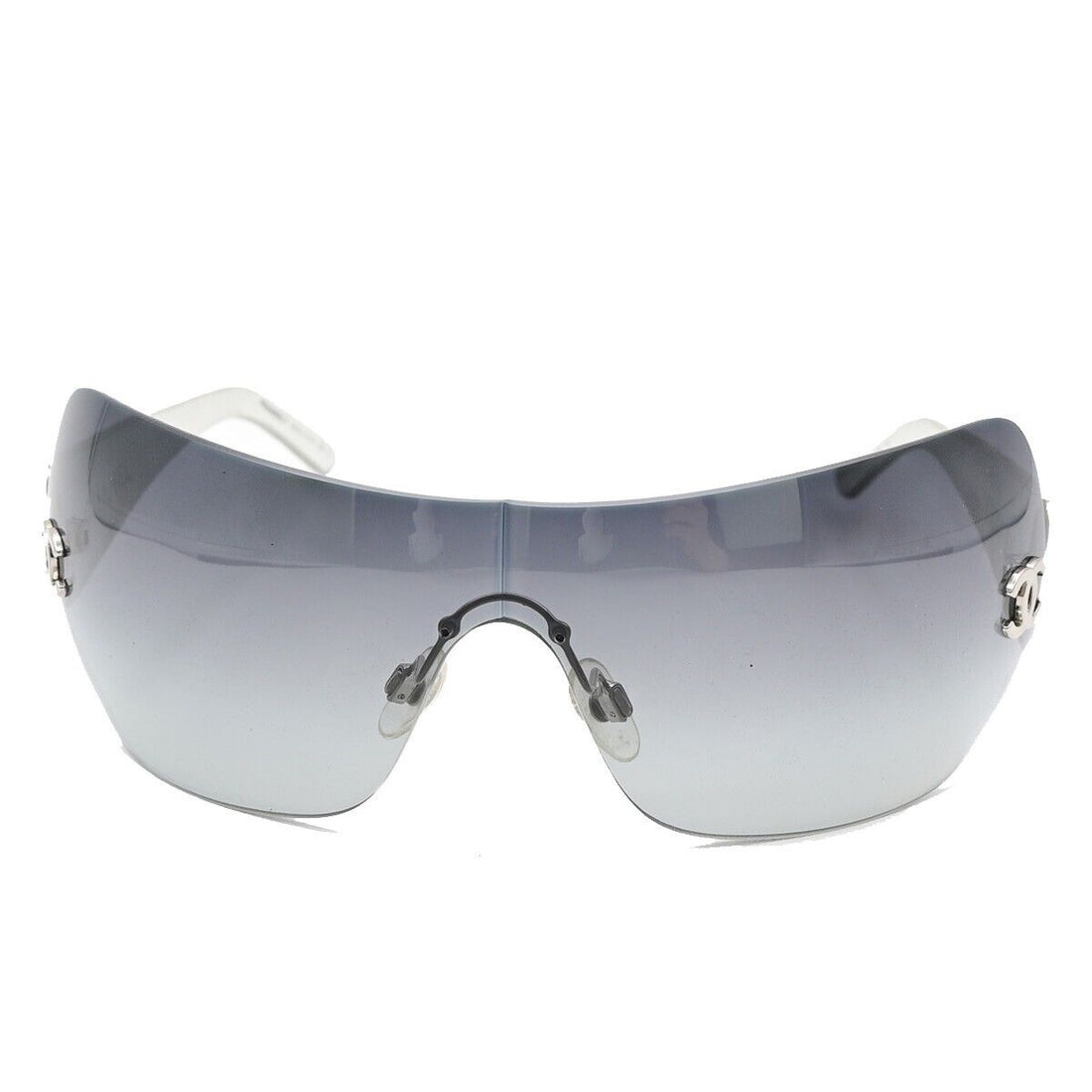 Chanel Cc Silver Leather Glasses 