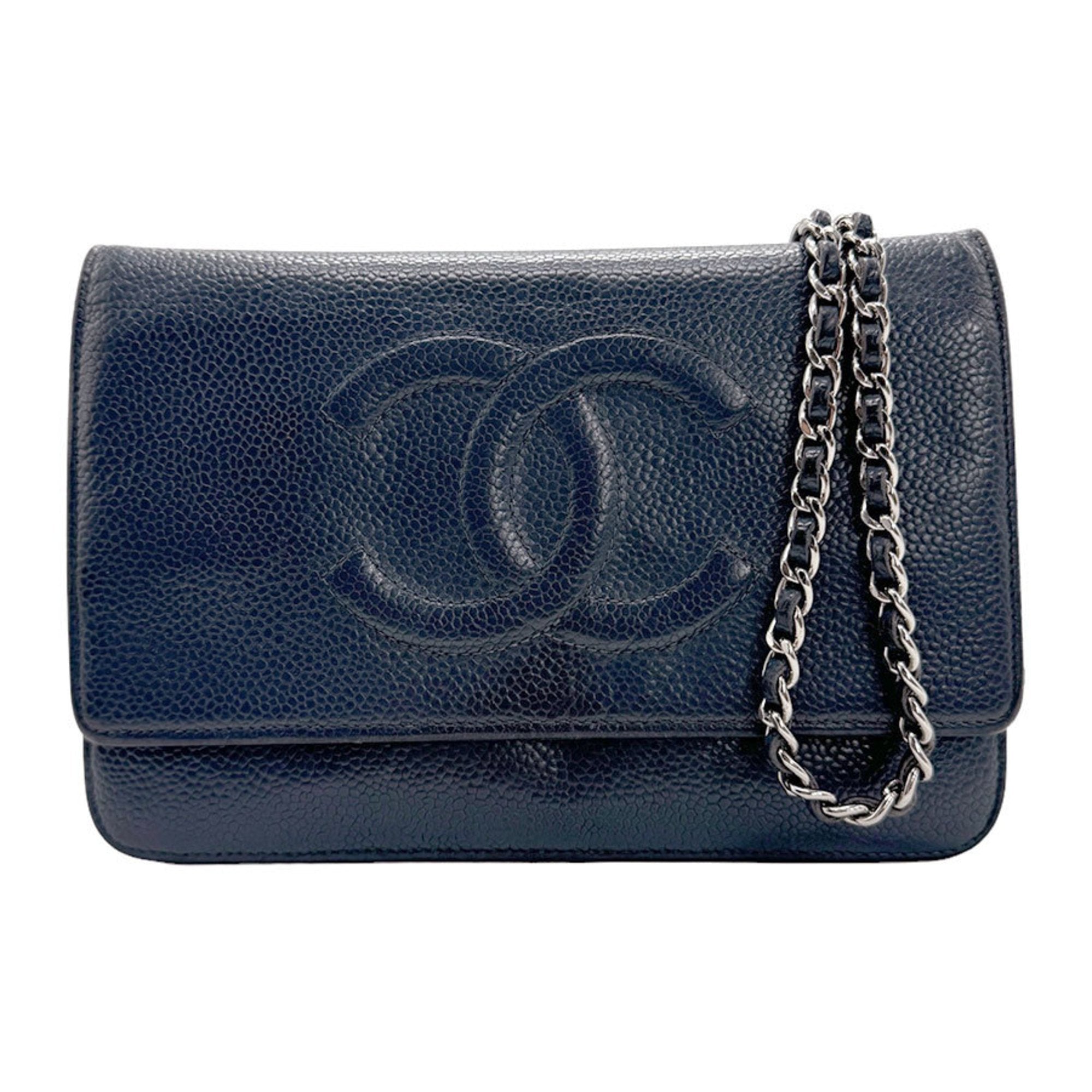 Chanel Navy Leather Shoulder Bag