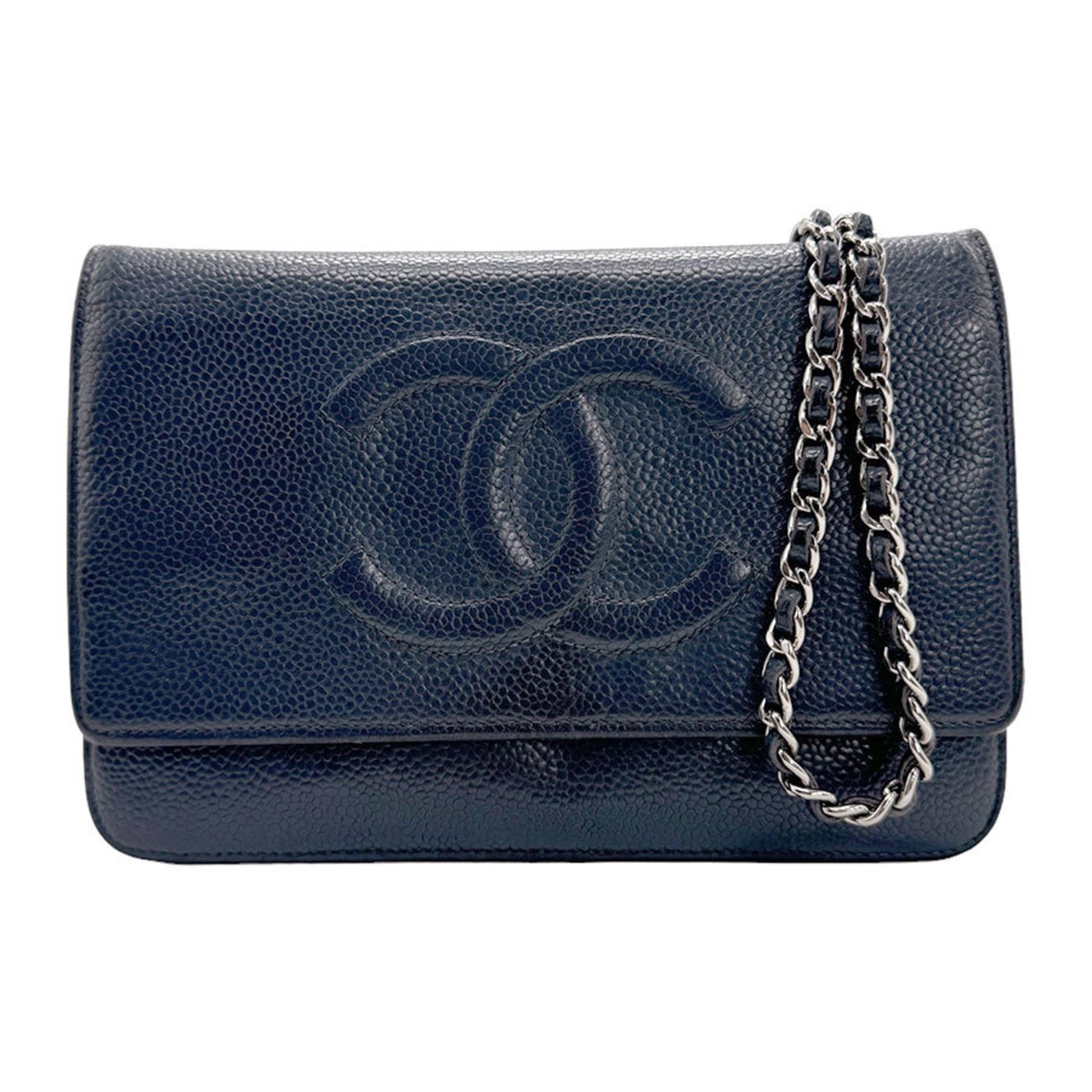 Chanel Navy Leather Shoulder Bag