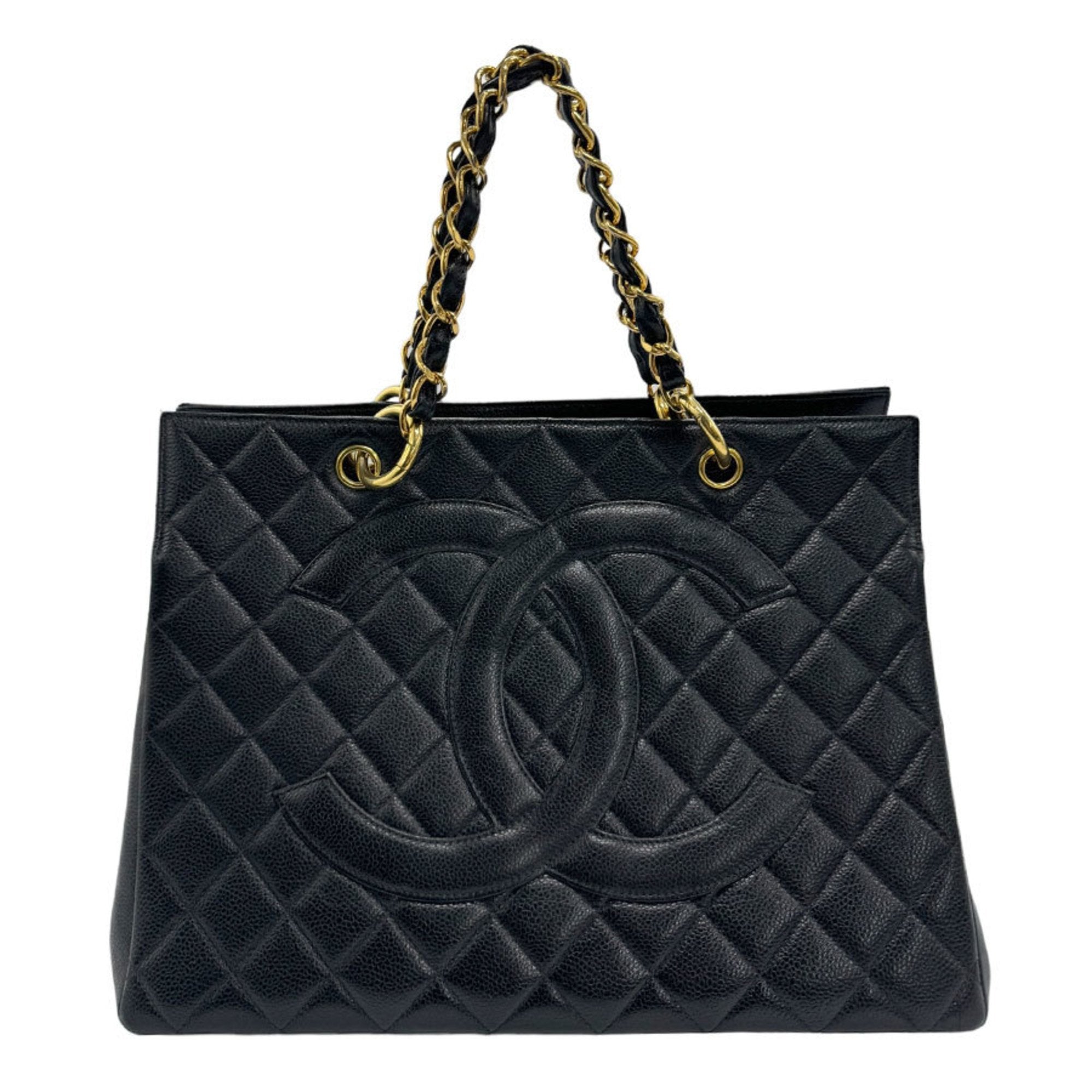 Chanel Logo CC Black Leather Handbag 